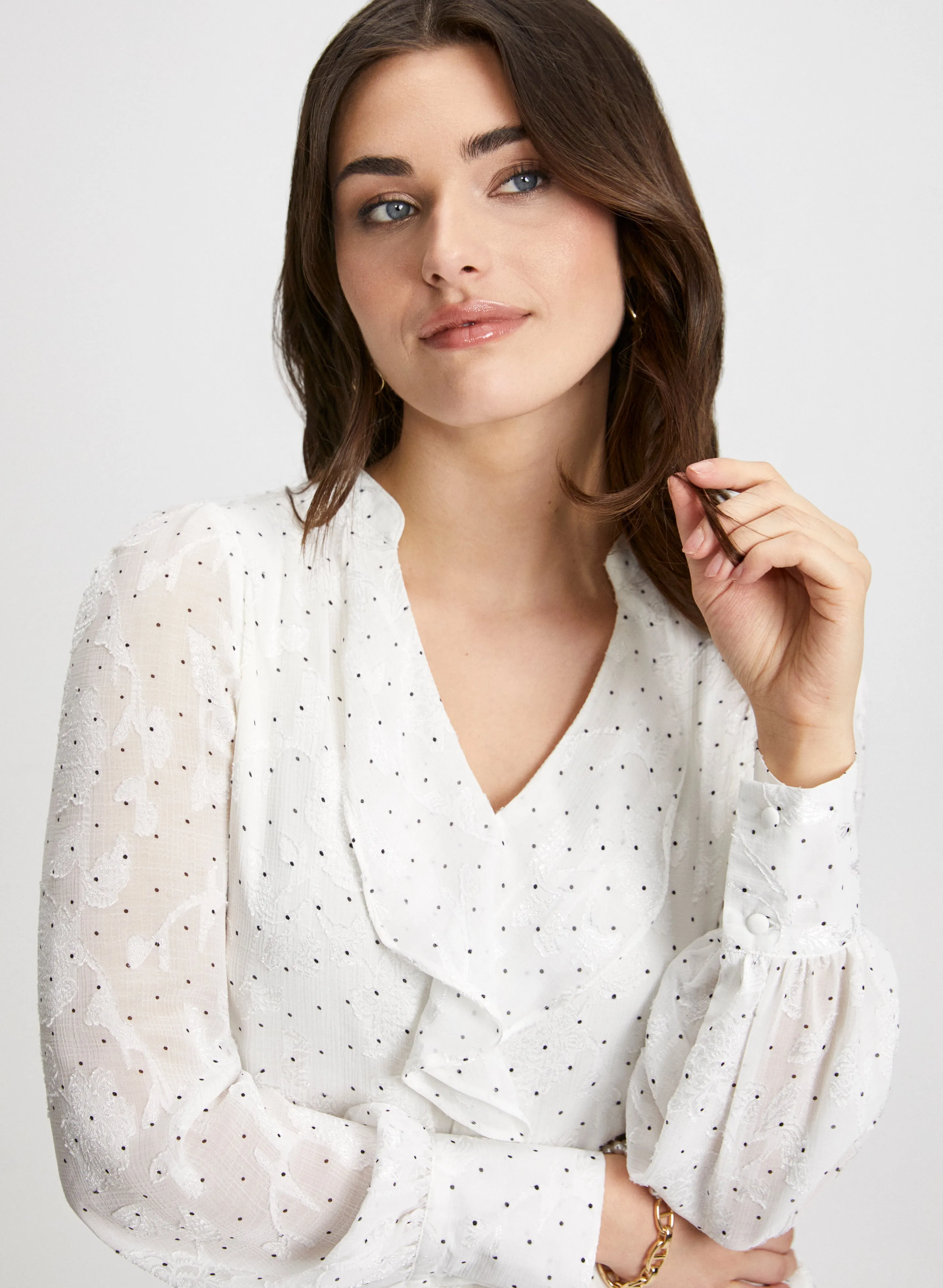 Mixed Print Ruffle Front Blouse sold by Laura product image thumbnail 2