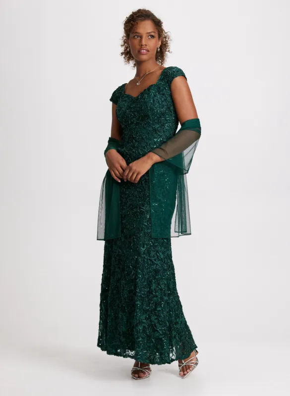 Soutache Detail Dress & Shawl sold by Laura