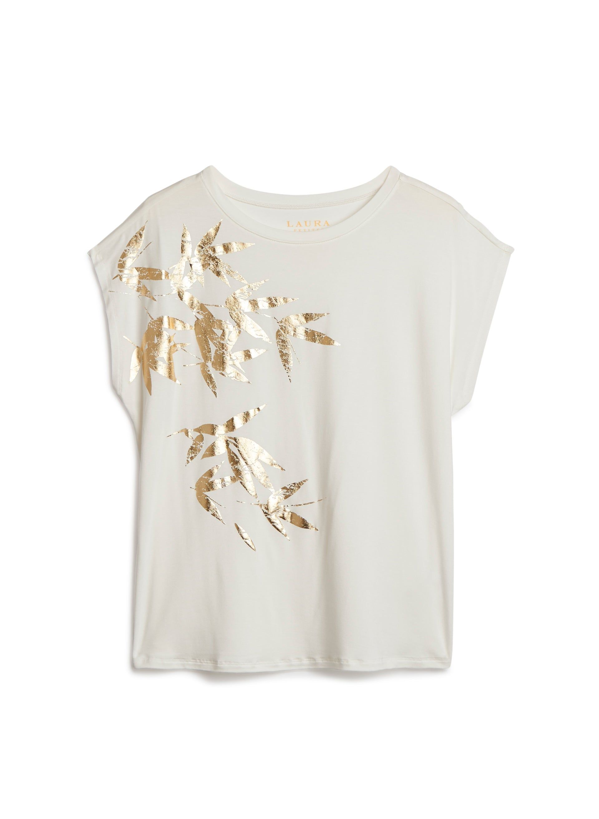 Metallic Foil Leaf Print Tee sold by Laura product image thumbnail 5