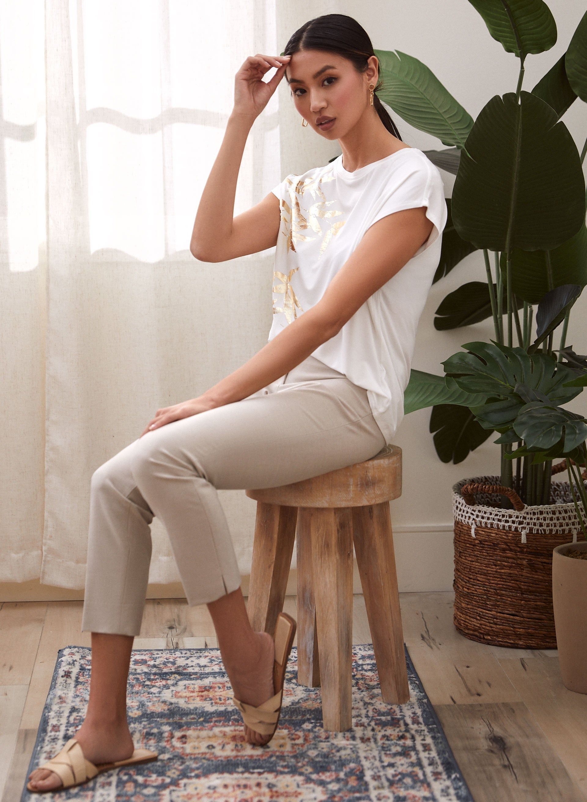 Metallic Foil Leaf Print Tee sold by Laura product image thumbnail 3