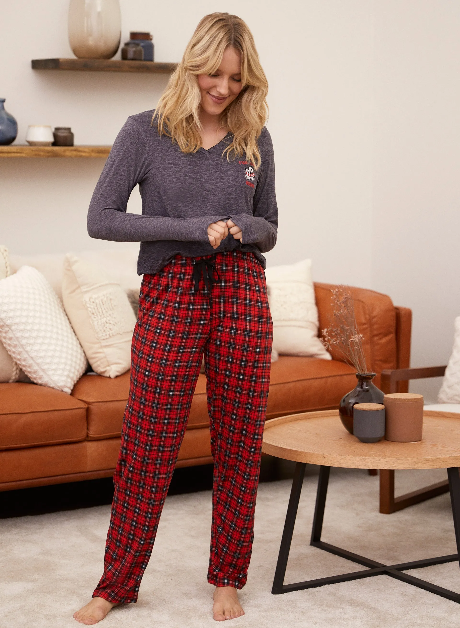 Plaid Bottom Pyjama Set sold by Laura