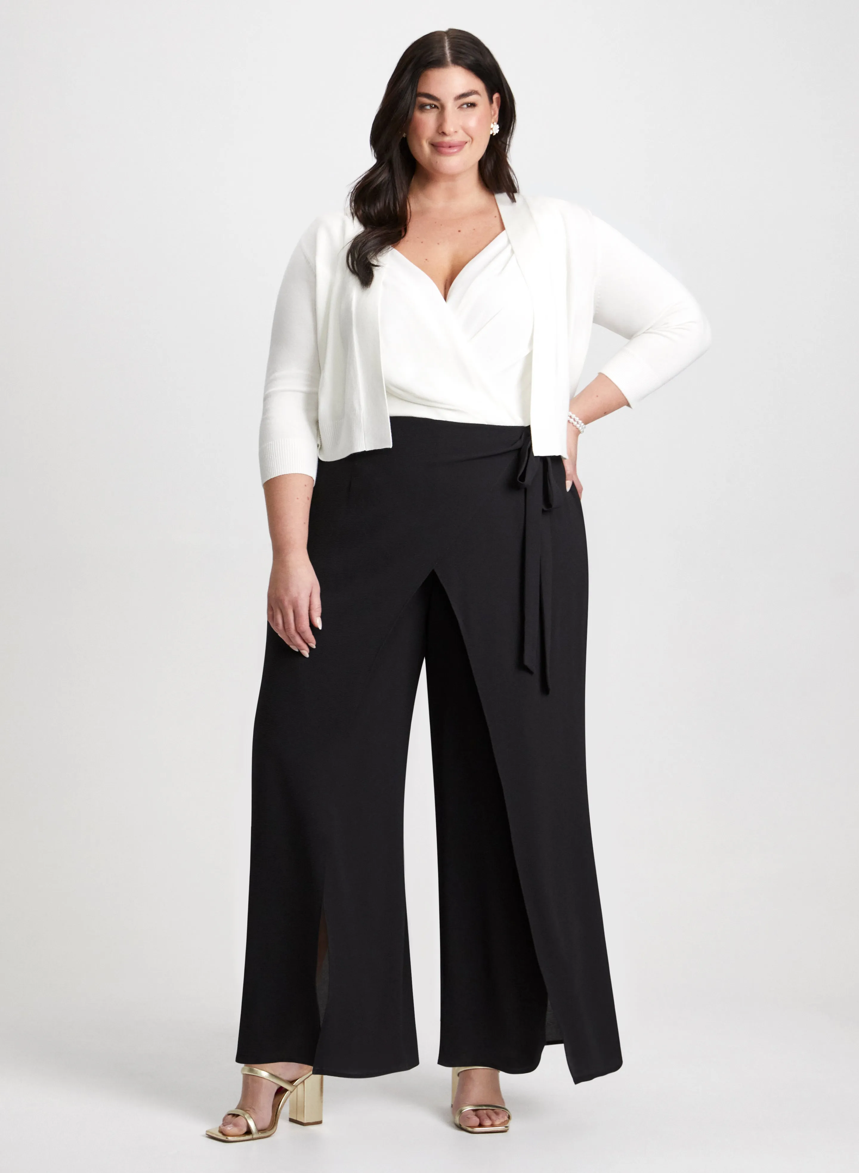 Ribbed Knit Cardigan & Colour Block Jumpsuit sold by Laura