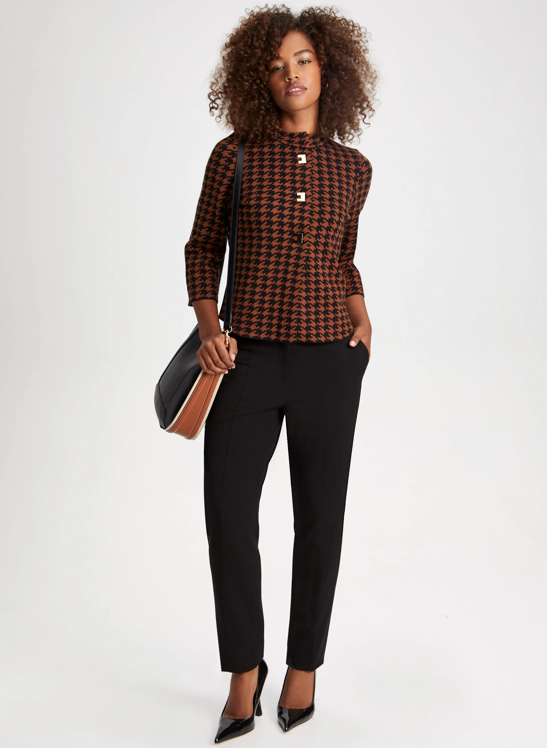 Houndstooth Mock Neck Cardigan sold by Laura product image thumbnail 3