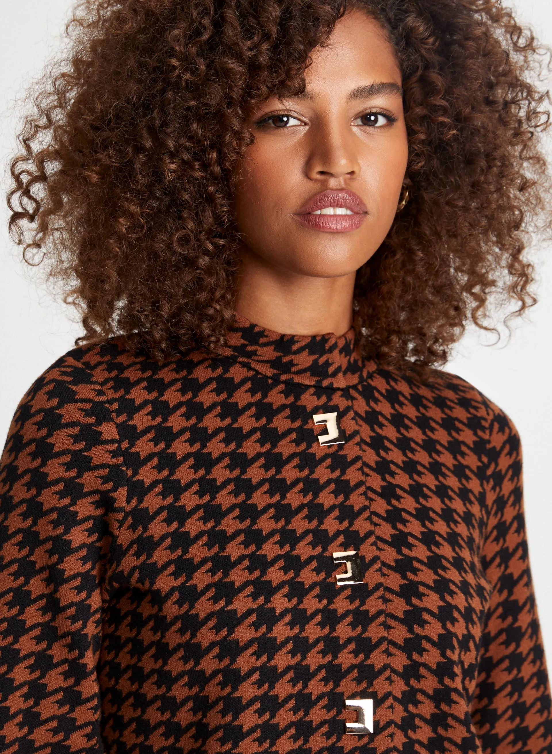 Houndstooth Mock Neck Cardigan sold by Laura product image thumbnail 2