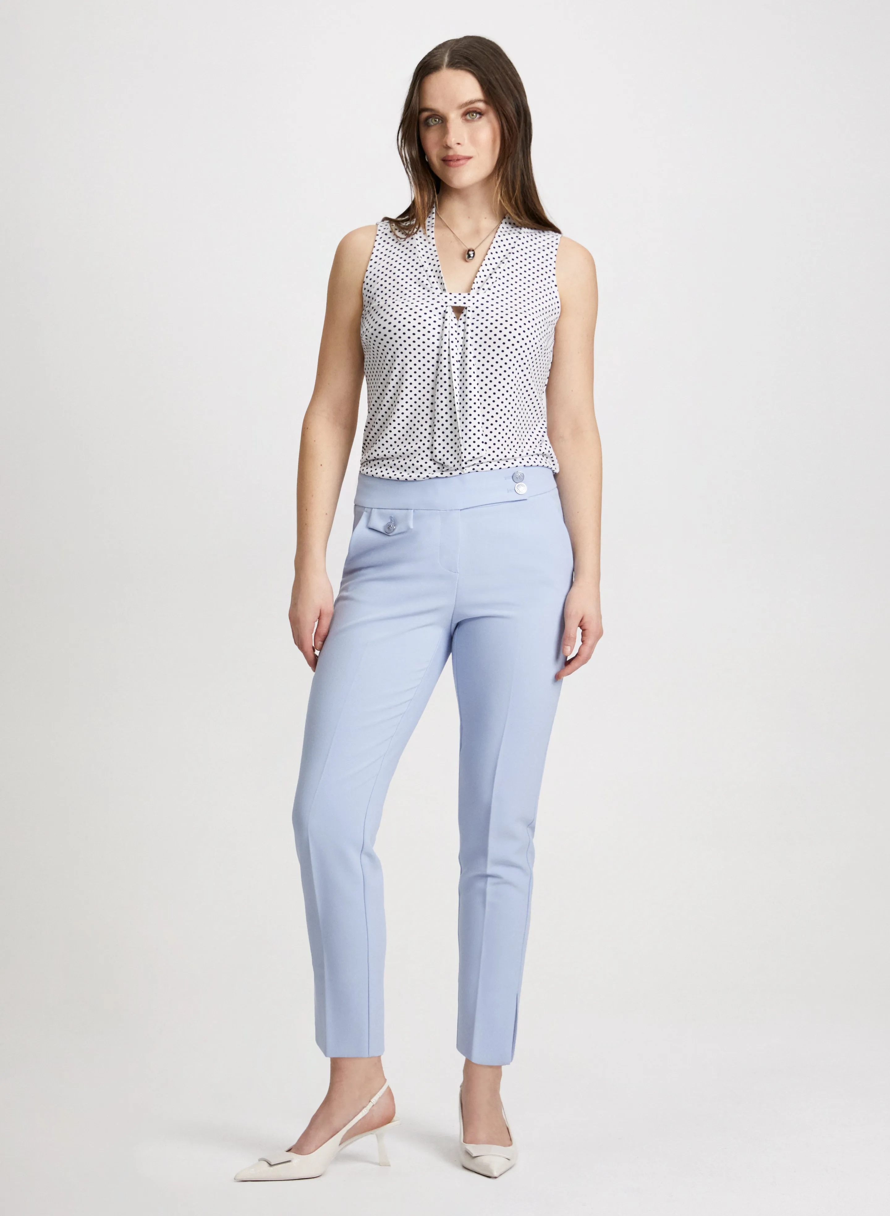 Dot Motif Sleeveless Top & Slim Leg Ankle Pants sold by Laura