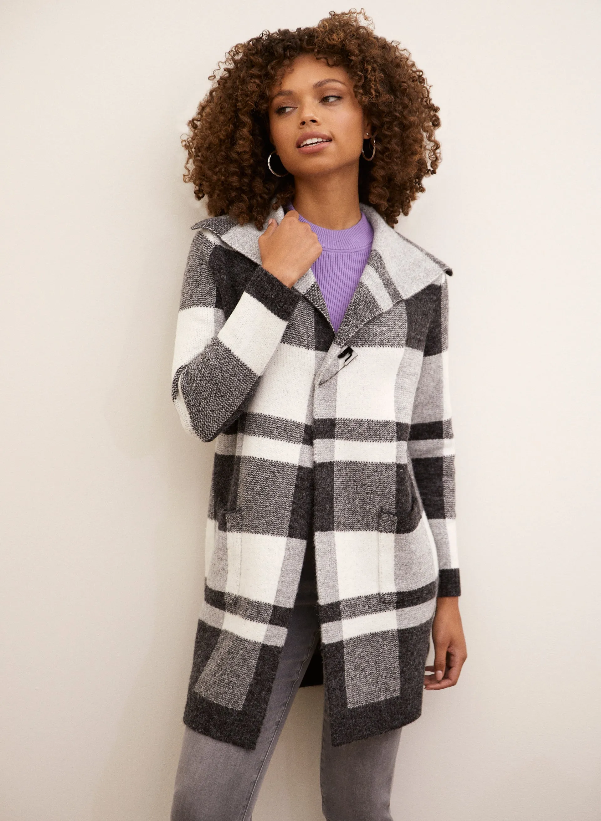 Plaid Long Sleeve Cardigan sold by Laura