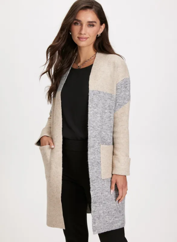 Colour Block Open-Front Cardigan sold by Laura