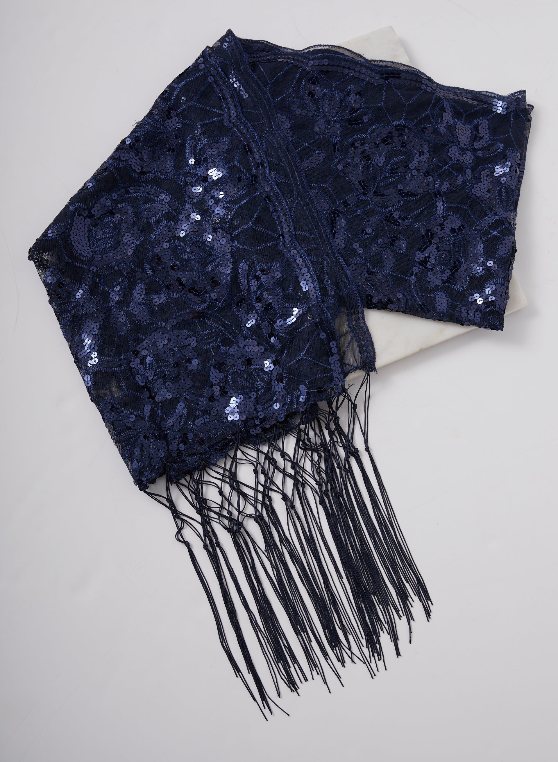 Floral Sequin Mesh Shawl sold by Laura