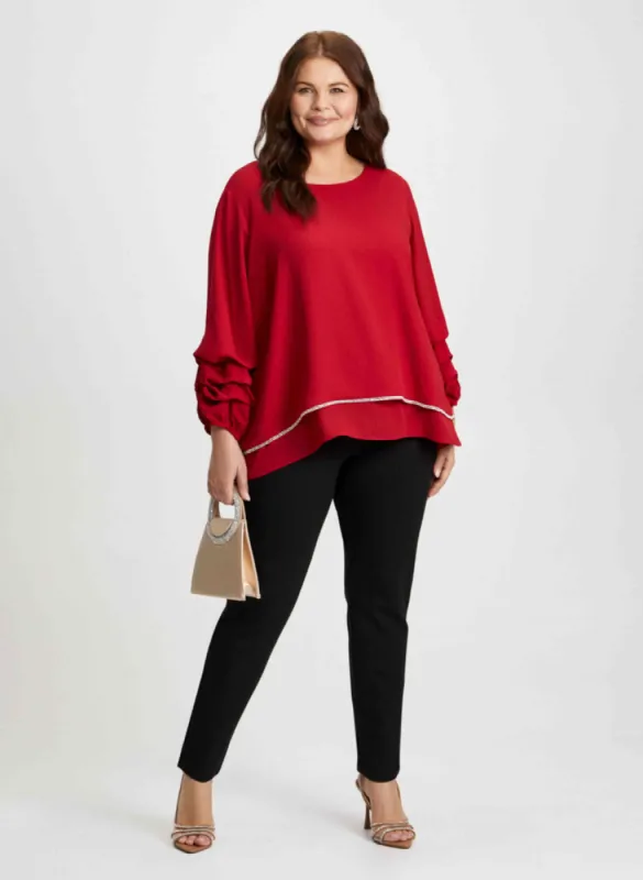 Tiered Sleeve Blouse & Slim Leg Pants sold by Laura