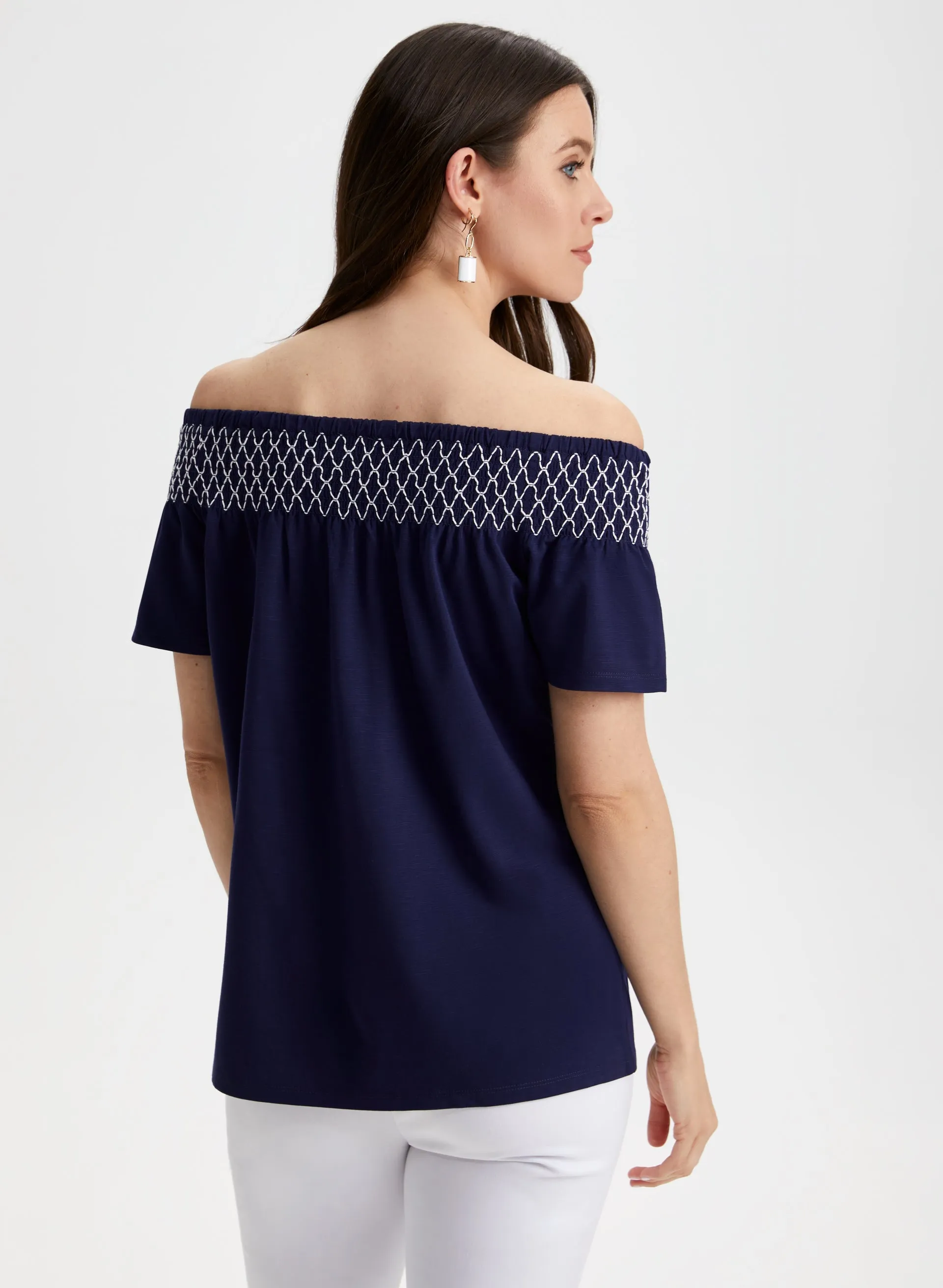 Embroidered Off-the-Shoulder Tee sold by Laura product image thumbnail 4