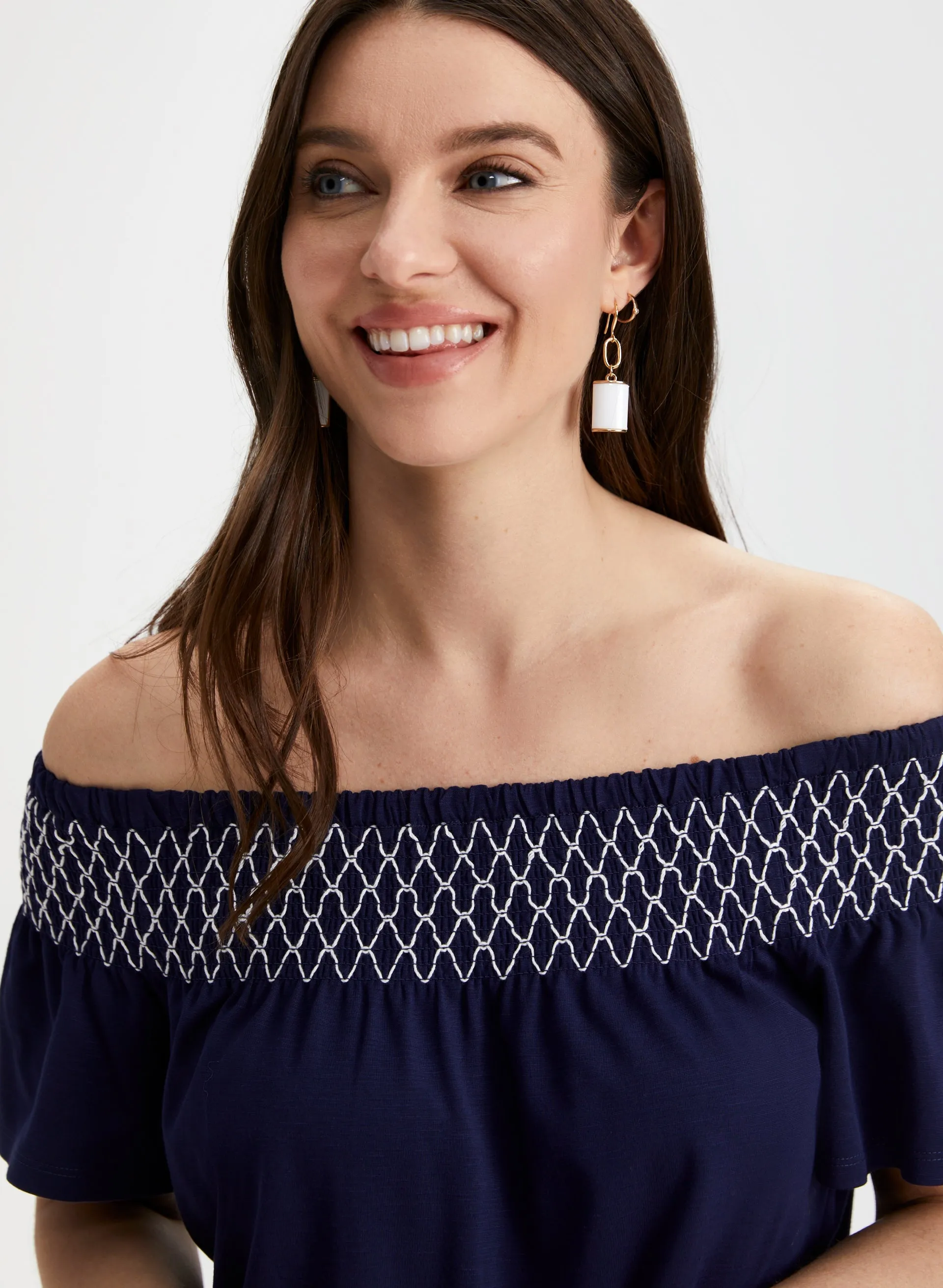 Embroidered Off-the-Shoulder Tee sold by Laura product image thumbnail 2