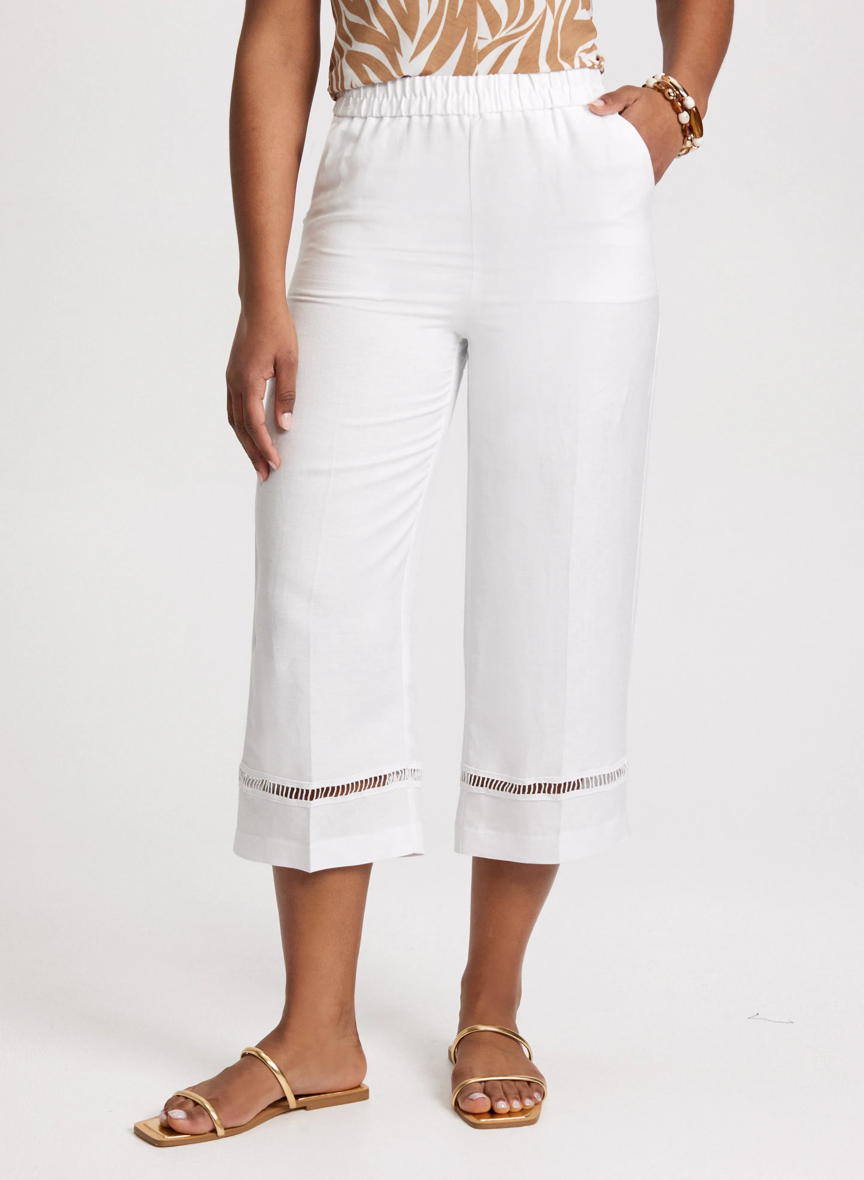 Wide Leg Linen-Blend Capris sold by Laura