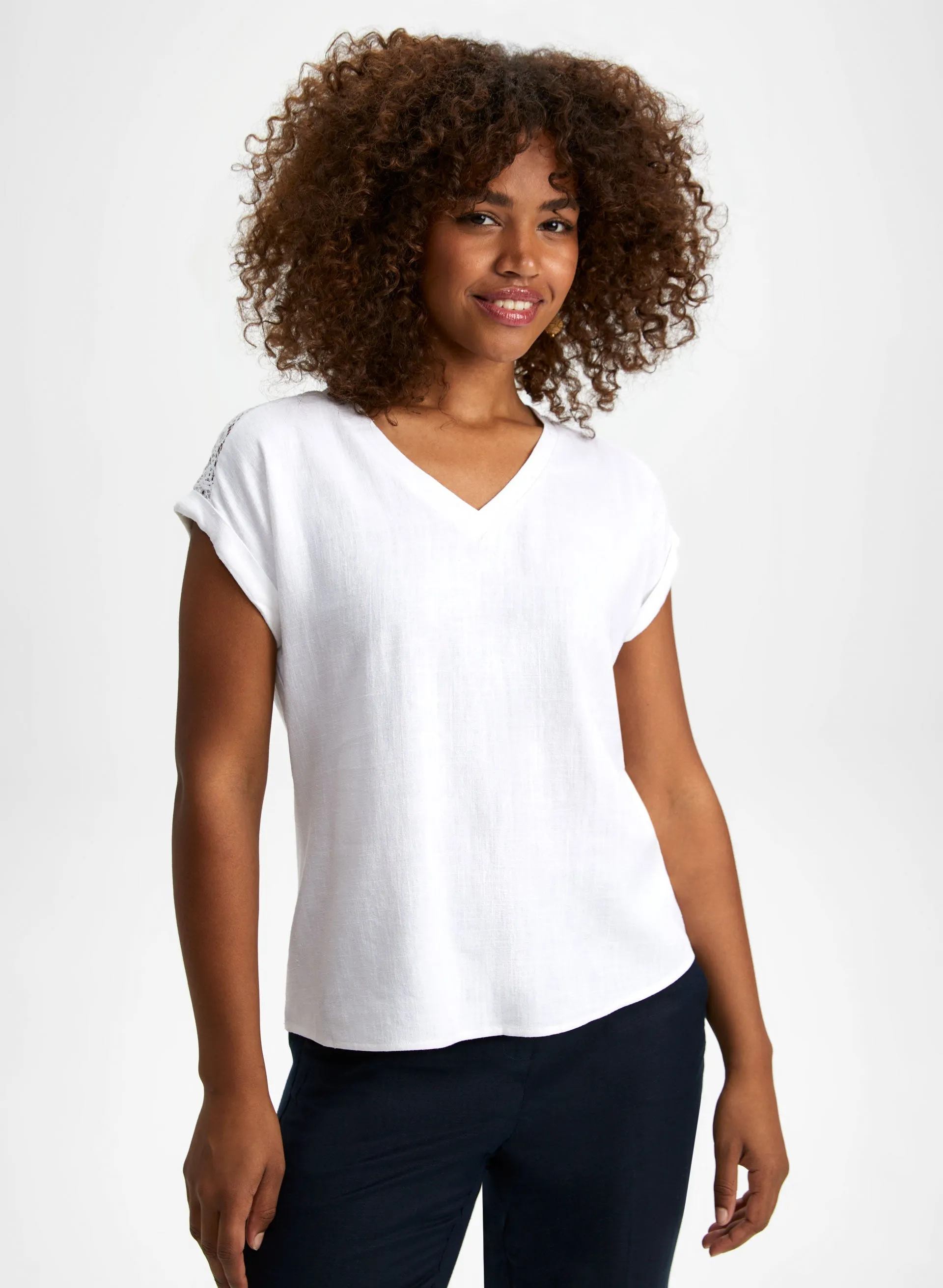 Crochet Trim Short Sleeve Blouse sold by Laura product image thumbnail 5