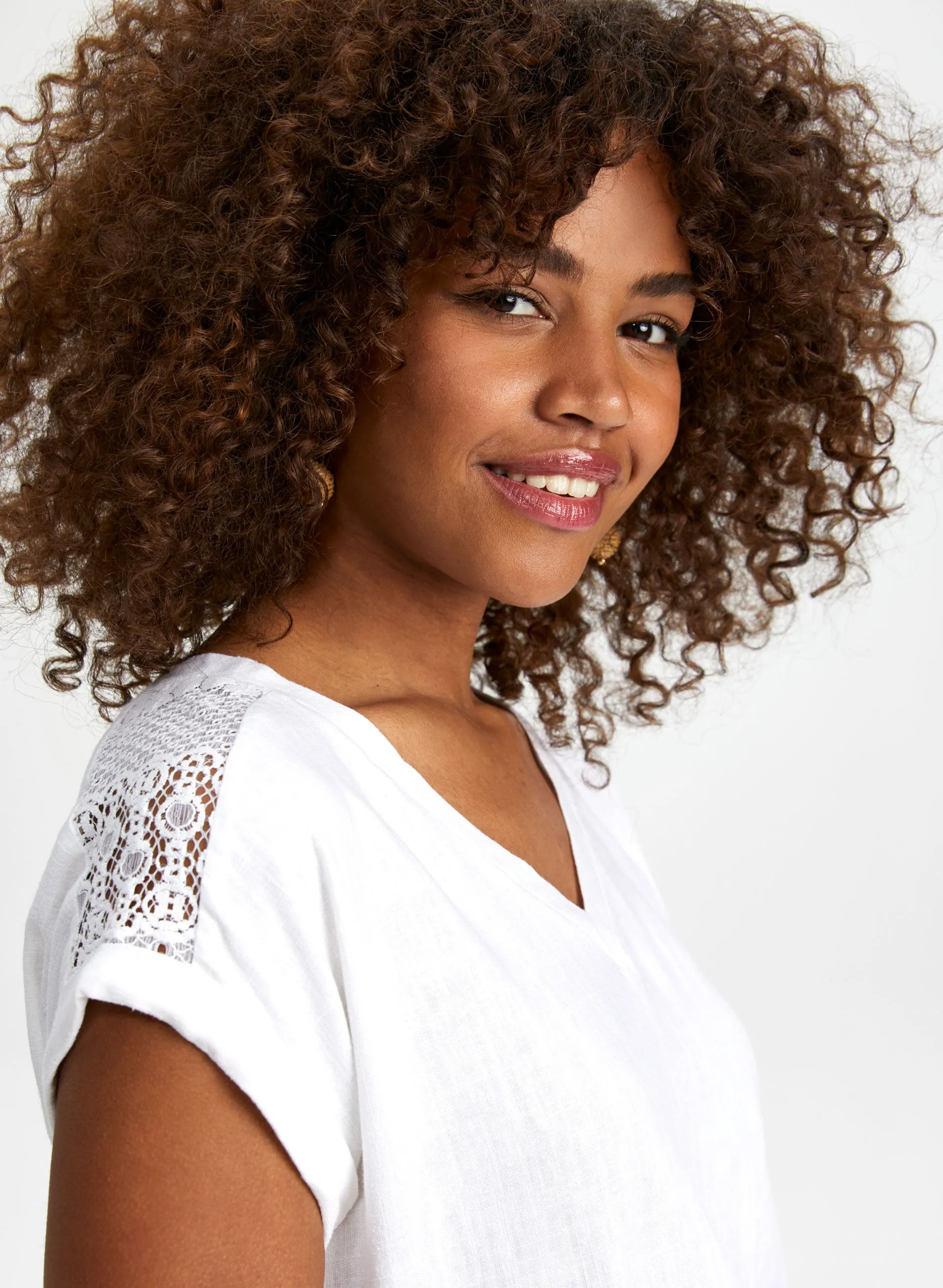 Crochet Trim Short Sleeve Blouse sold by Laura product image thumbnail 2