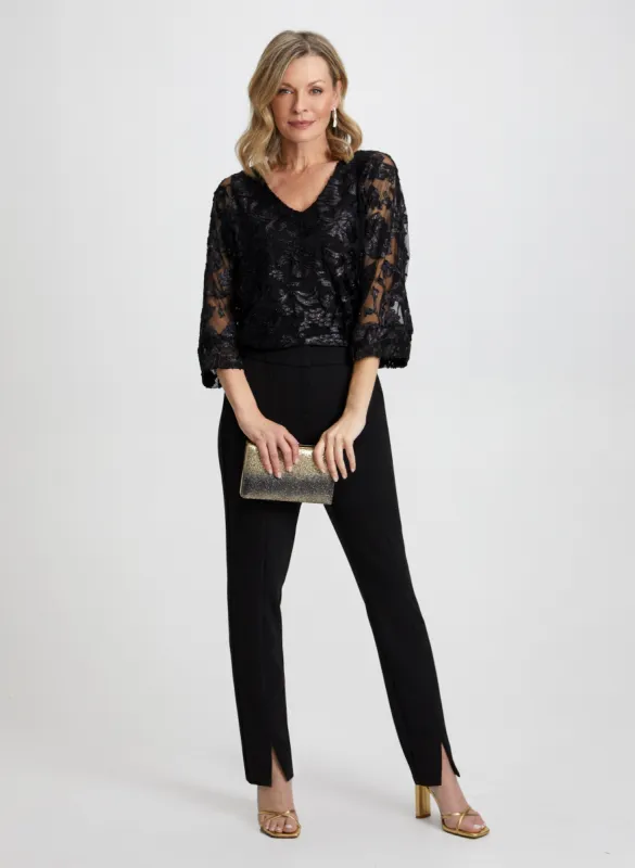 Floral Velour Top & Slim Leg Pants sold by Laura