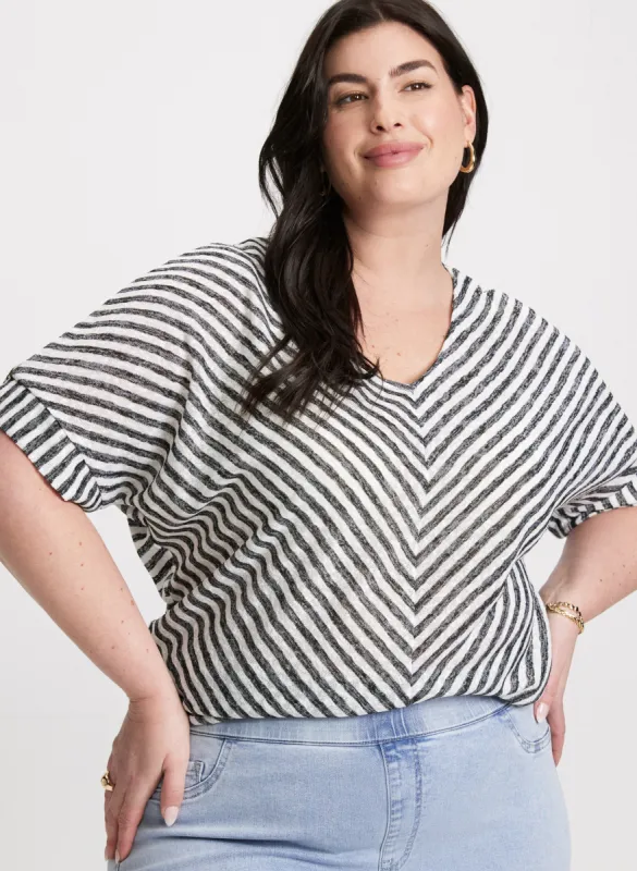 Diagonal Stripes Short Sleeve Top sold by Laura