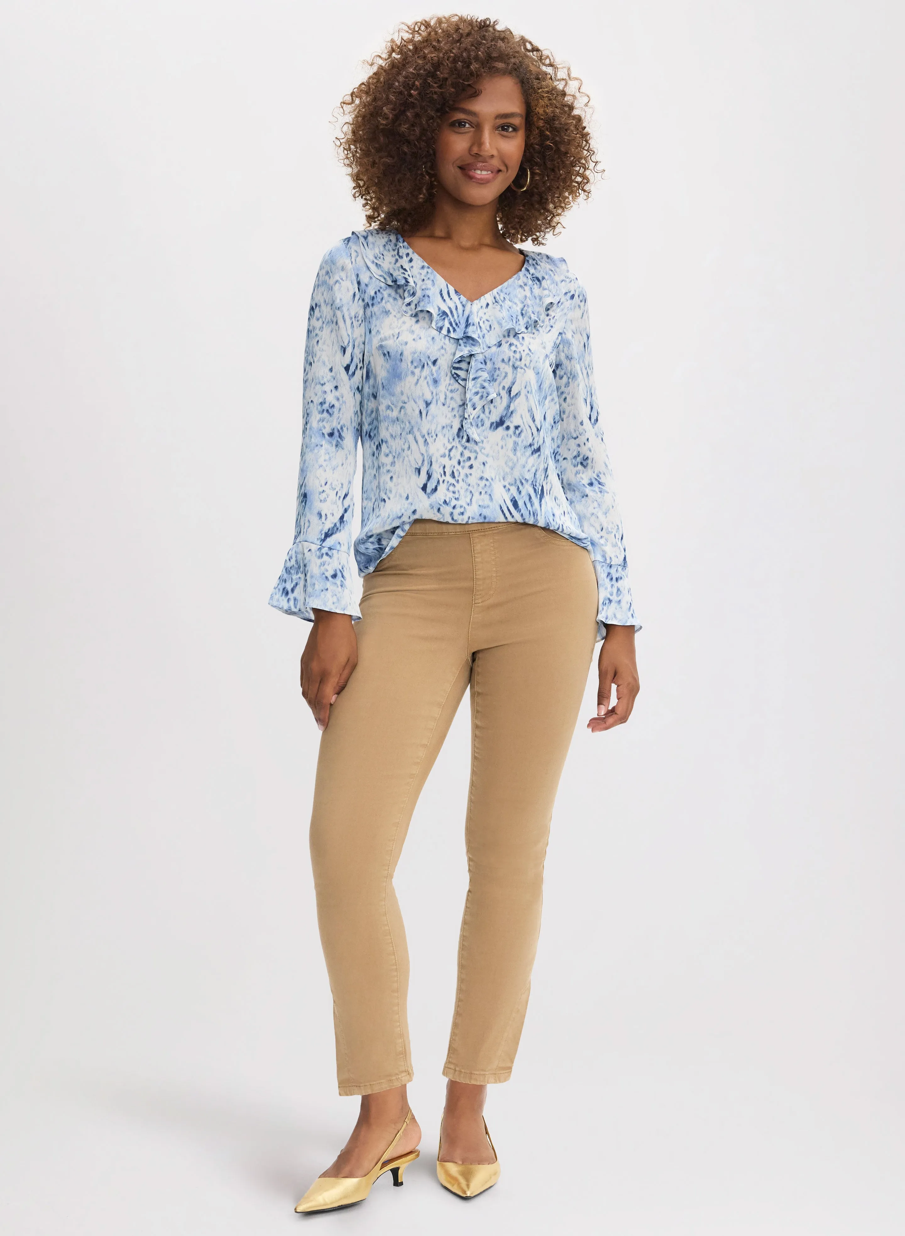 Animal Print Blouse & Slit Hem Pants sold by Laura