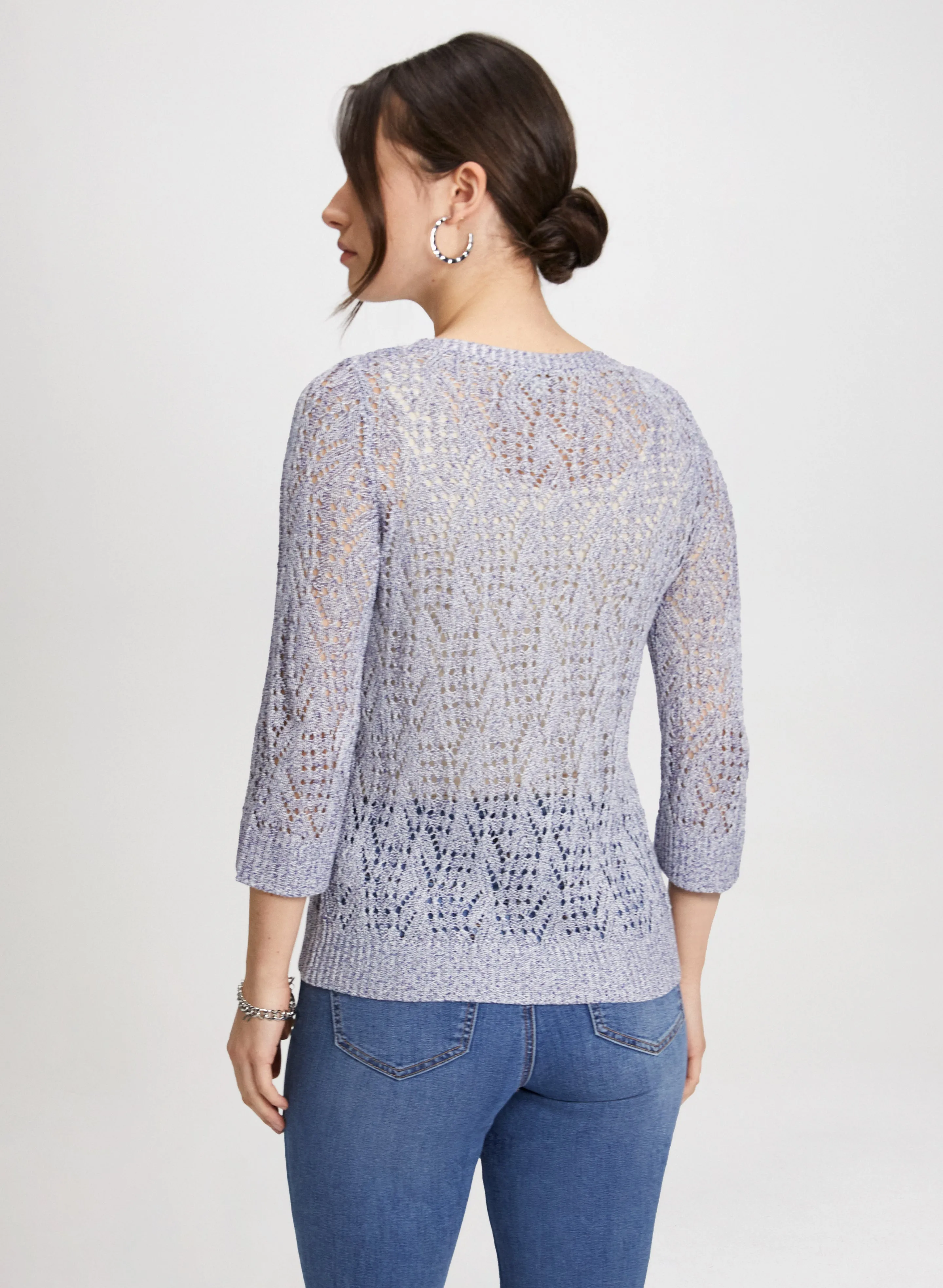 3/4 Sleeve Open-Knit Sweater sold by Laura product image thumbnail 4