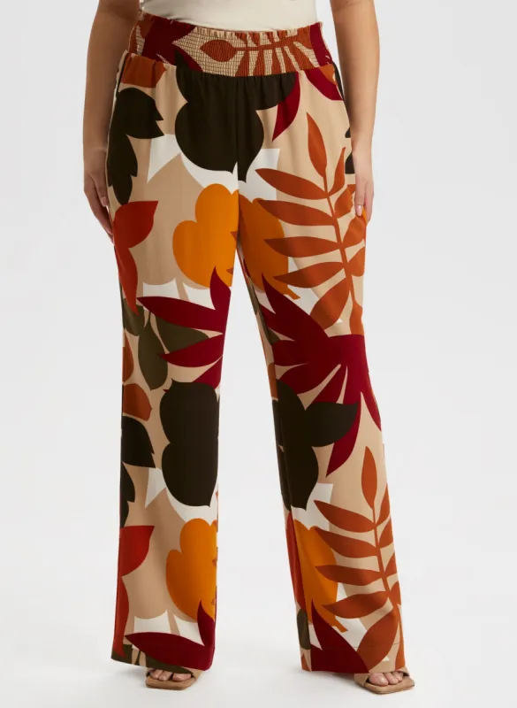 Printed Wide Leg Pull-On Pants sold by Laura