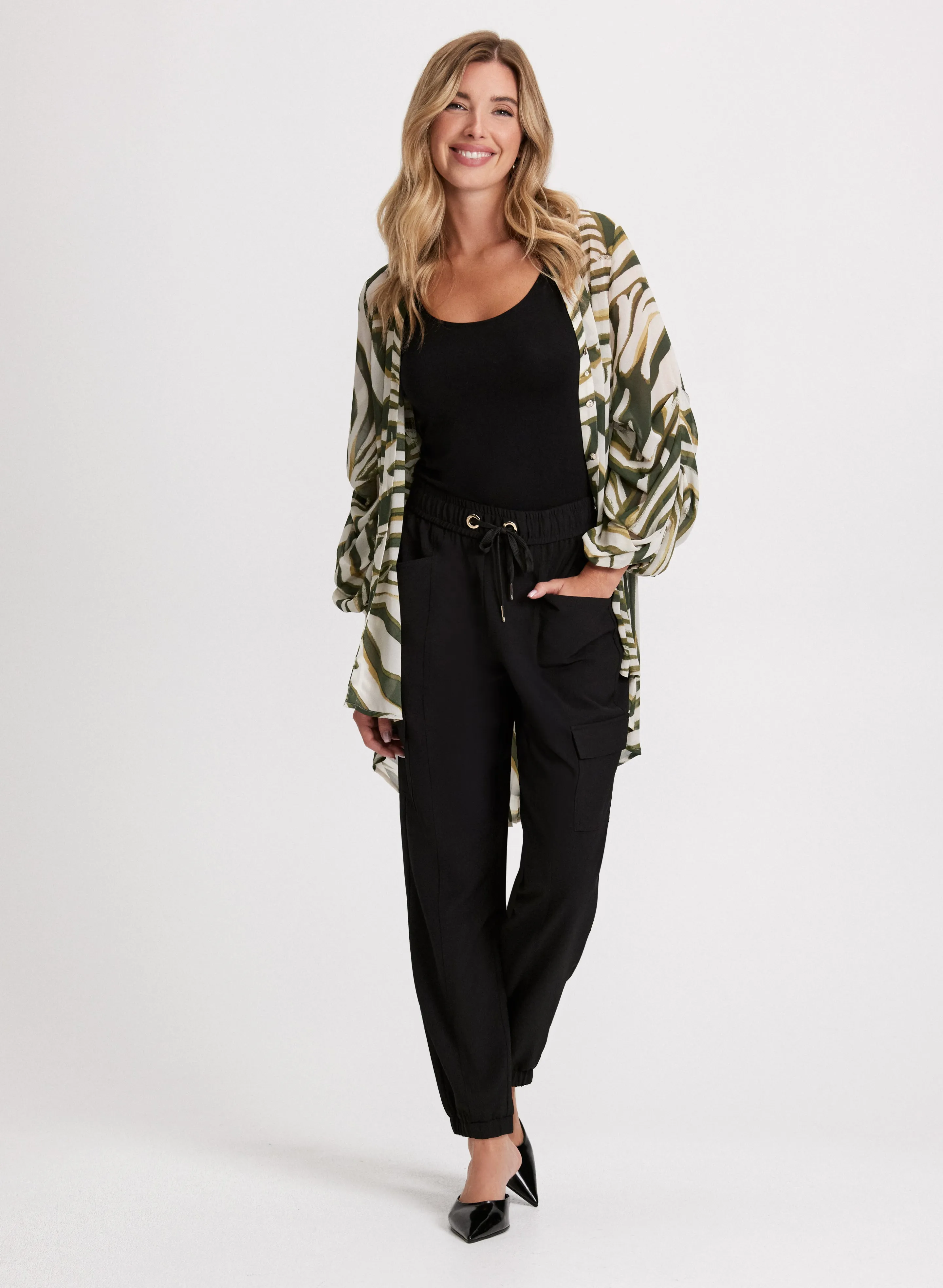 Animal Print Button-Up Tunic & Cargo Pants sold by Laura