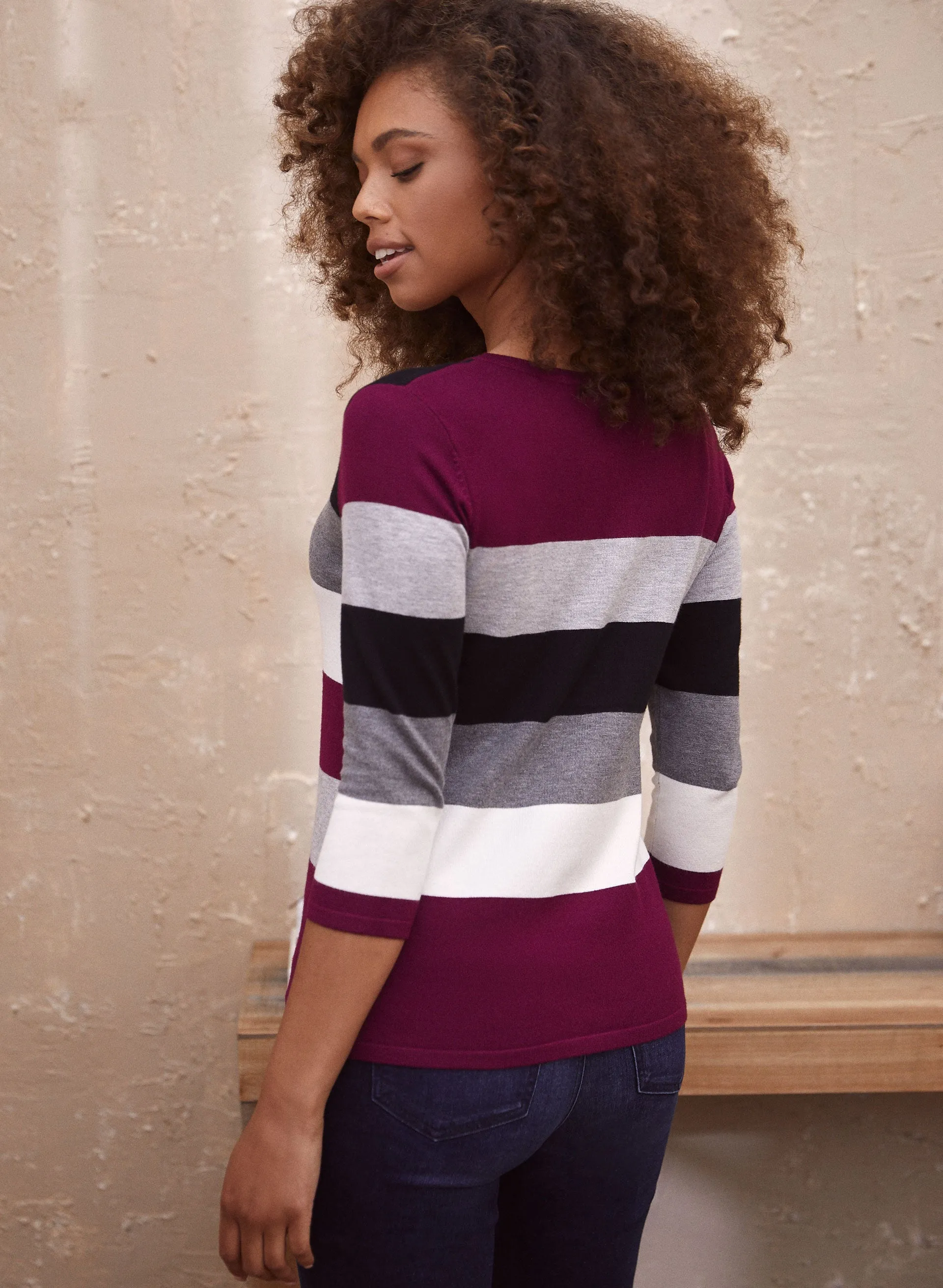 Rhinestone Trim Colour Block Sweater sold by Laura product image thumbnail 4