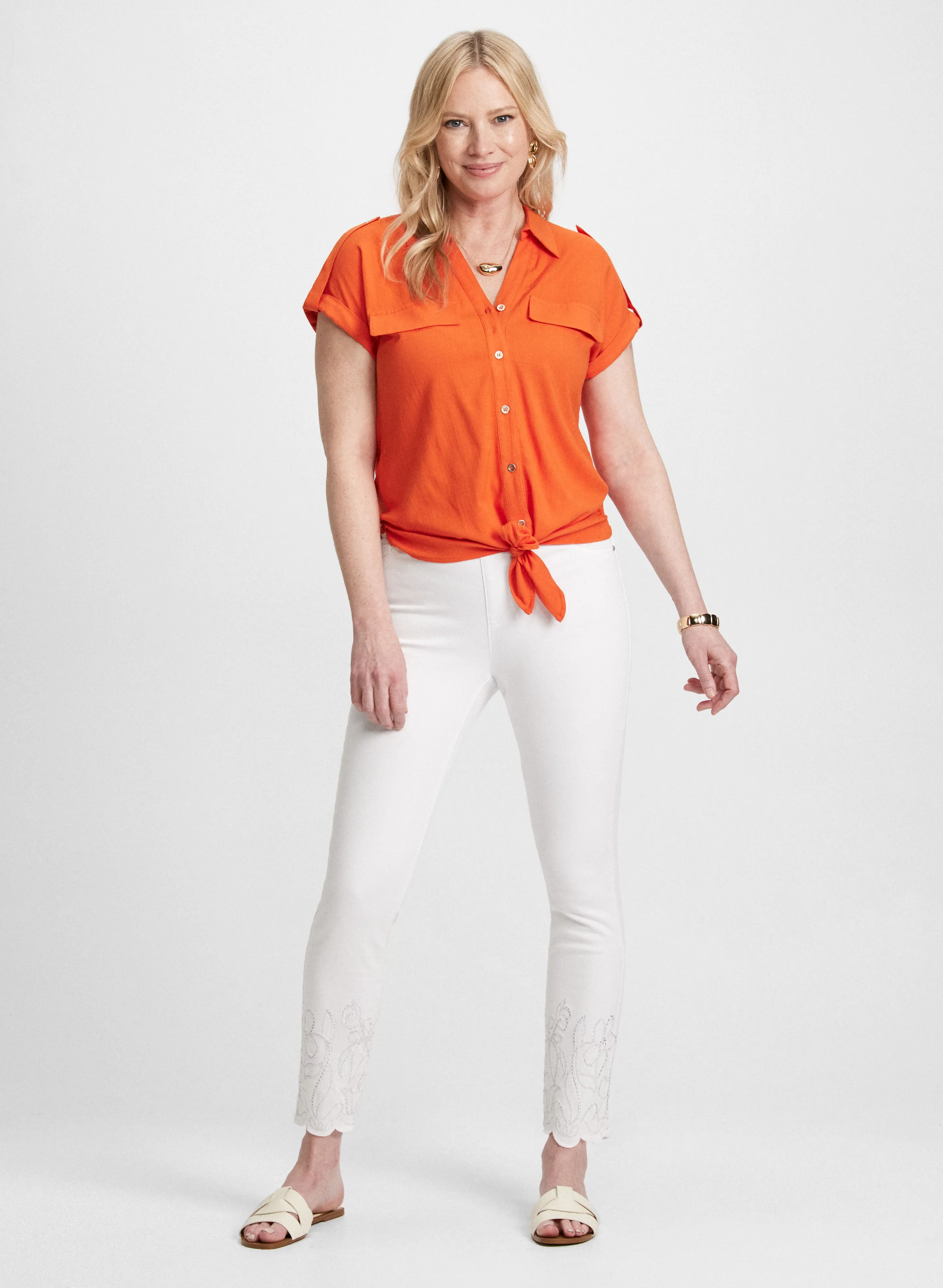 Embroidered Hem Pull-On Jeans sold by Laura product image thumbnail 3