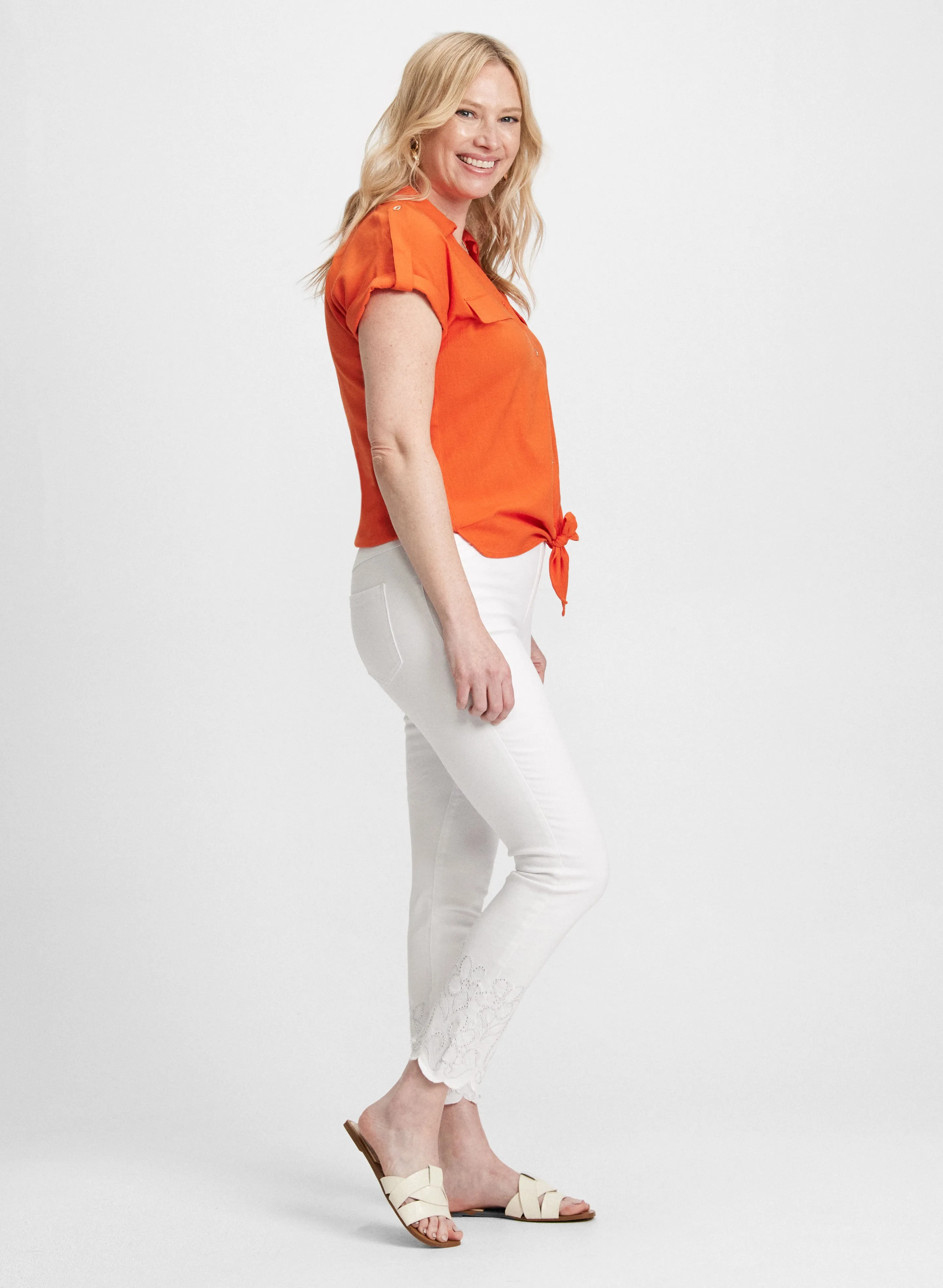 Embroidered Hem Pull-On Jeans sold by Laura product image thumbnail 4