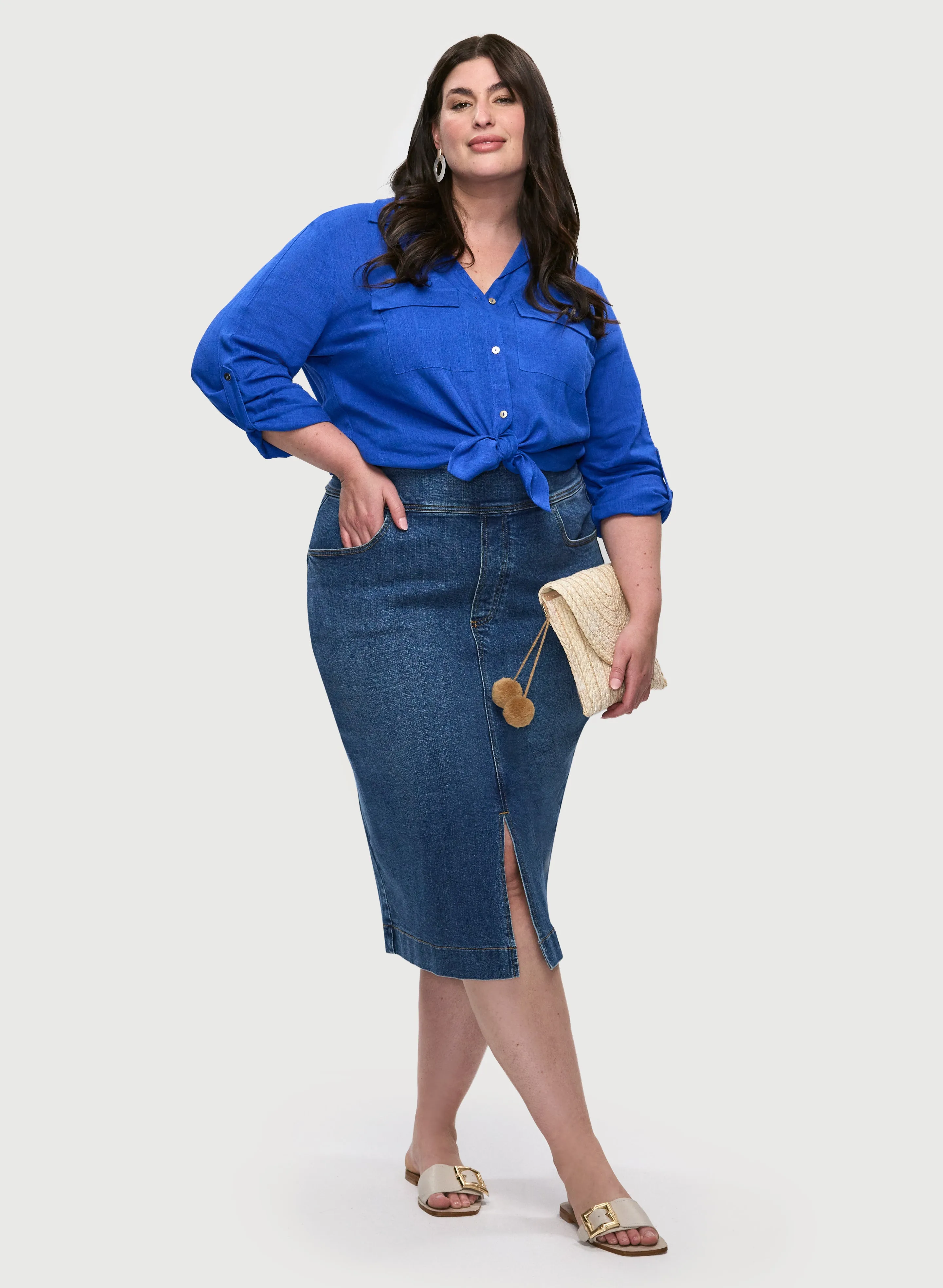 Rolled Sleeves Linen-Blend Blouse & Rolled Sleeves Linen-Blend Blouse sold by Laura