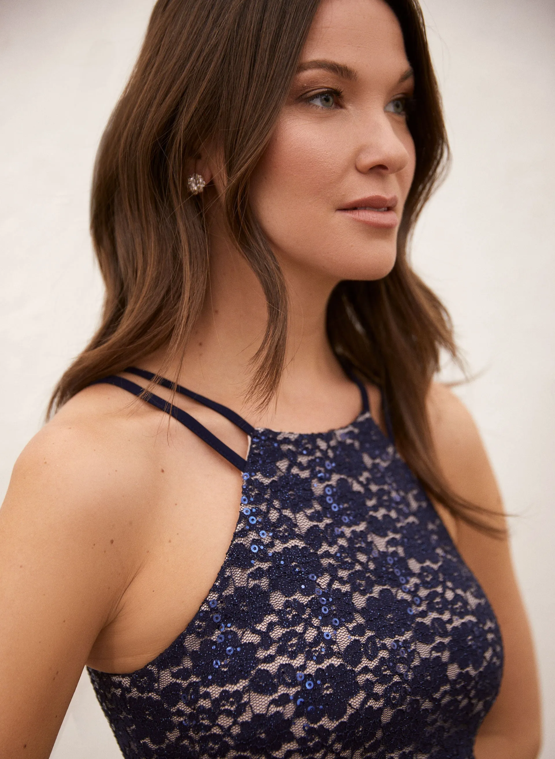 Sequin & Lace Halter Dress sold by Laura product image thumbnail 3