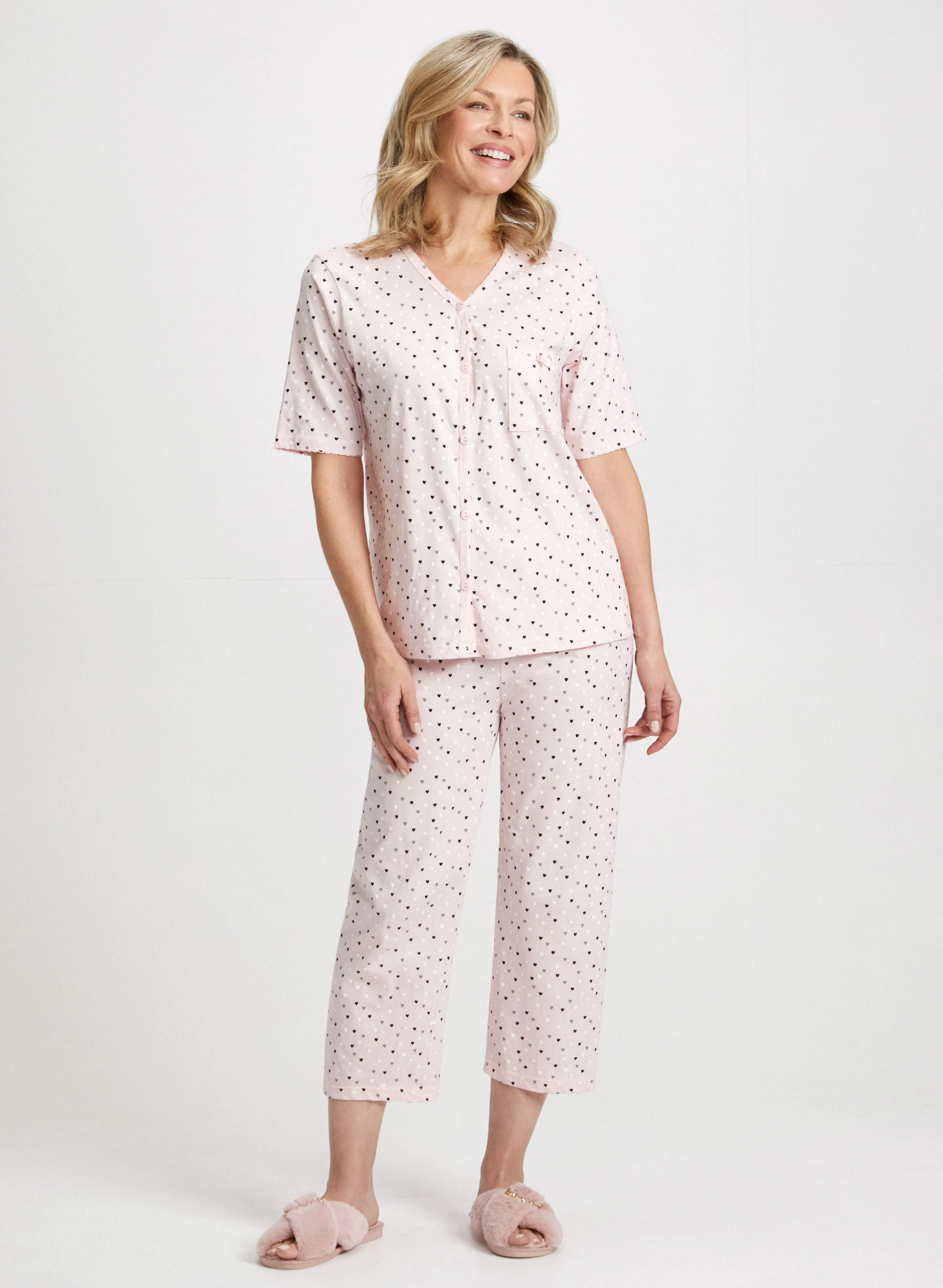 Heart Print Pyjama Set sold by Laura