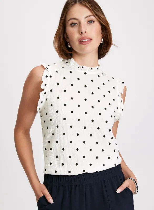 Sleeveless Polka Dot Print Top sold by Laura