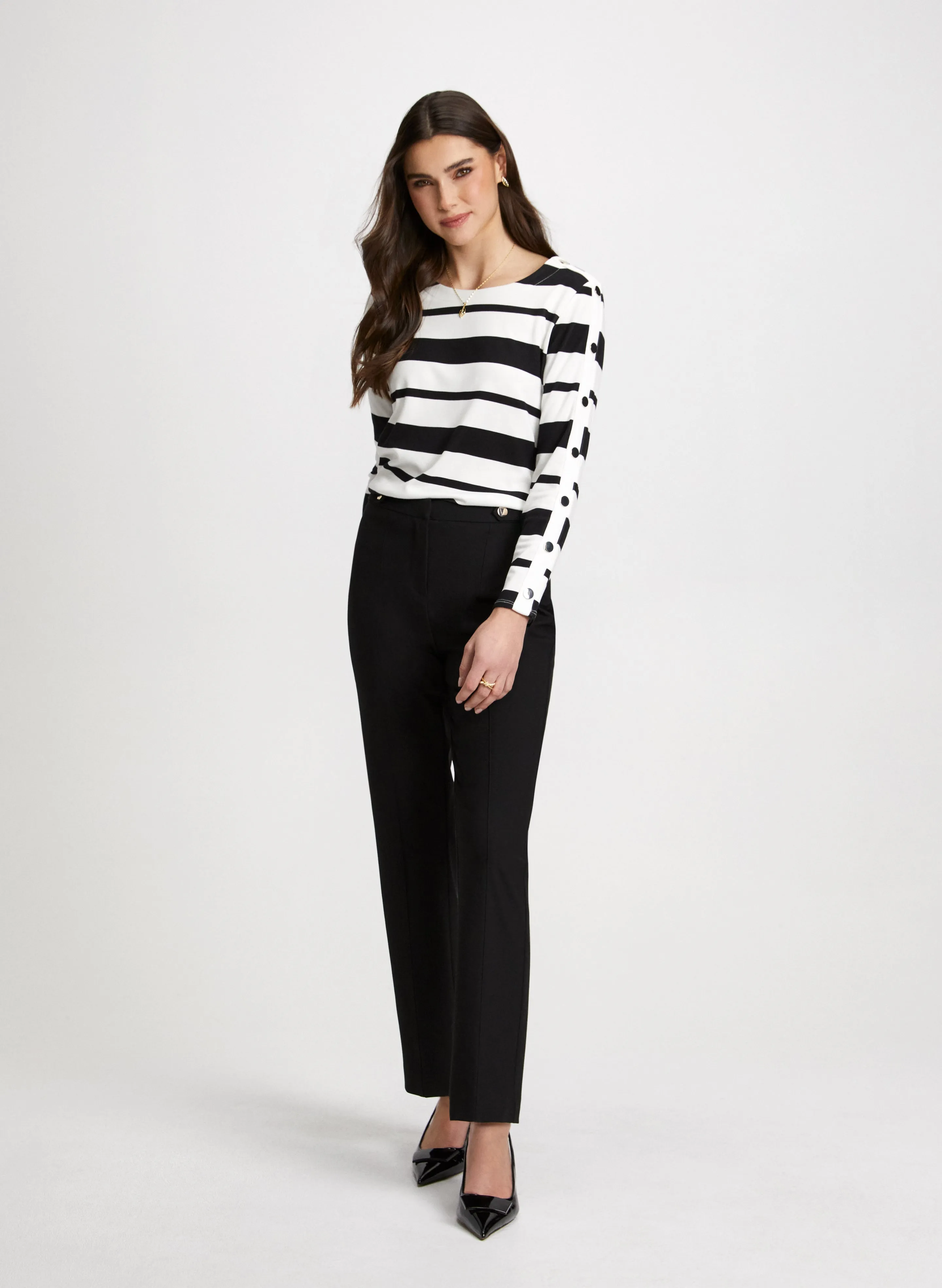 Stripe Print Top & Straight Leg Pants sold by Laura