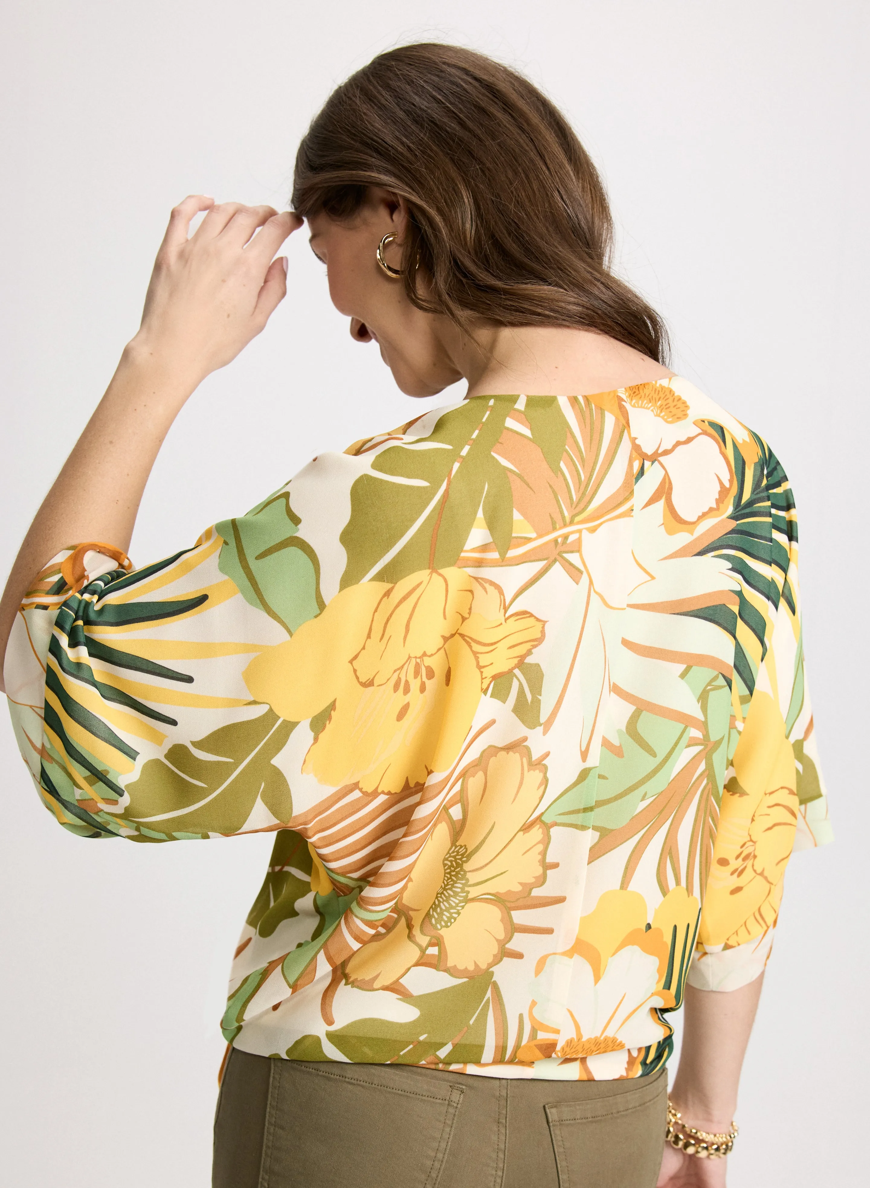 Tie-Hem Tropical Print Top sold by Laura product image thumbnail 4