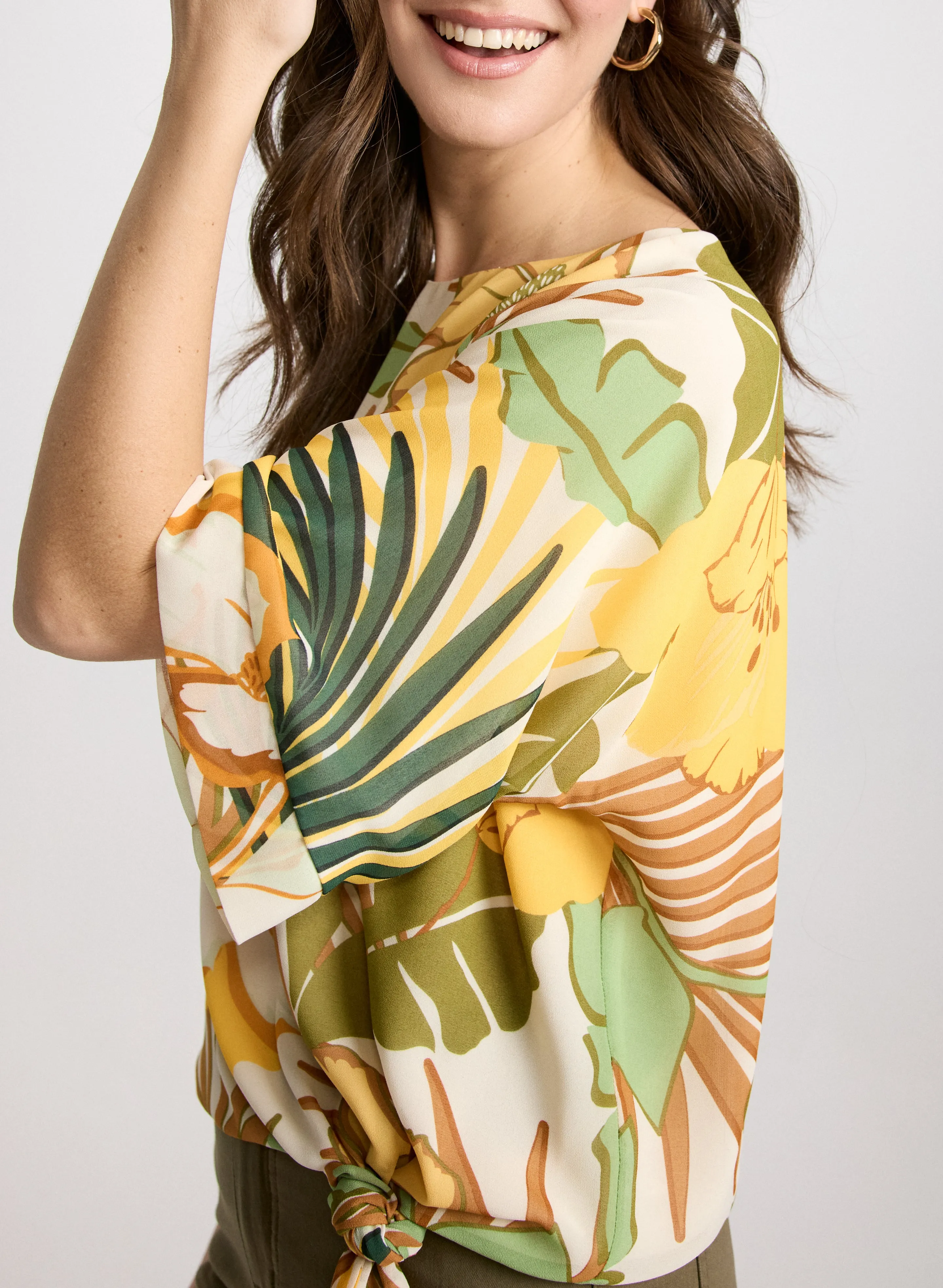 Tie-Hem Tropical Print Top sold by Laura product image thumbnail 2