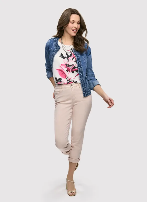 Braid Trim Denim Jacket & Slim Leg Ankle Jeans sold by Laura