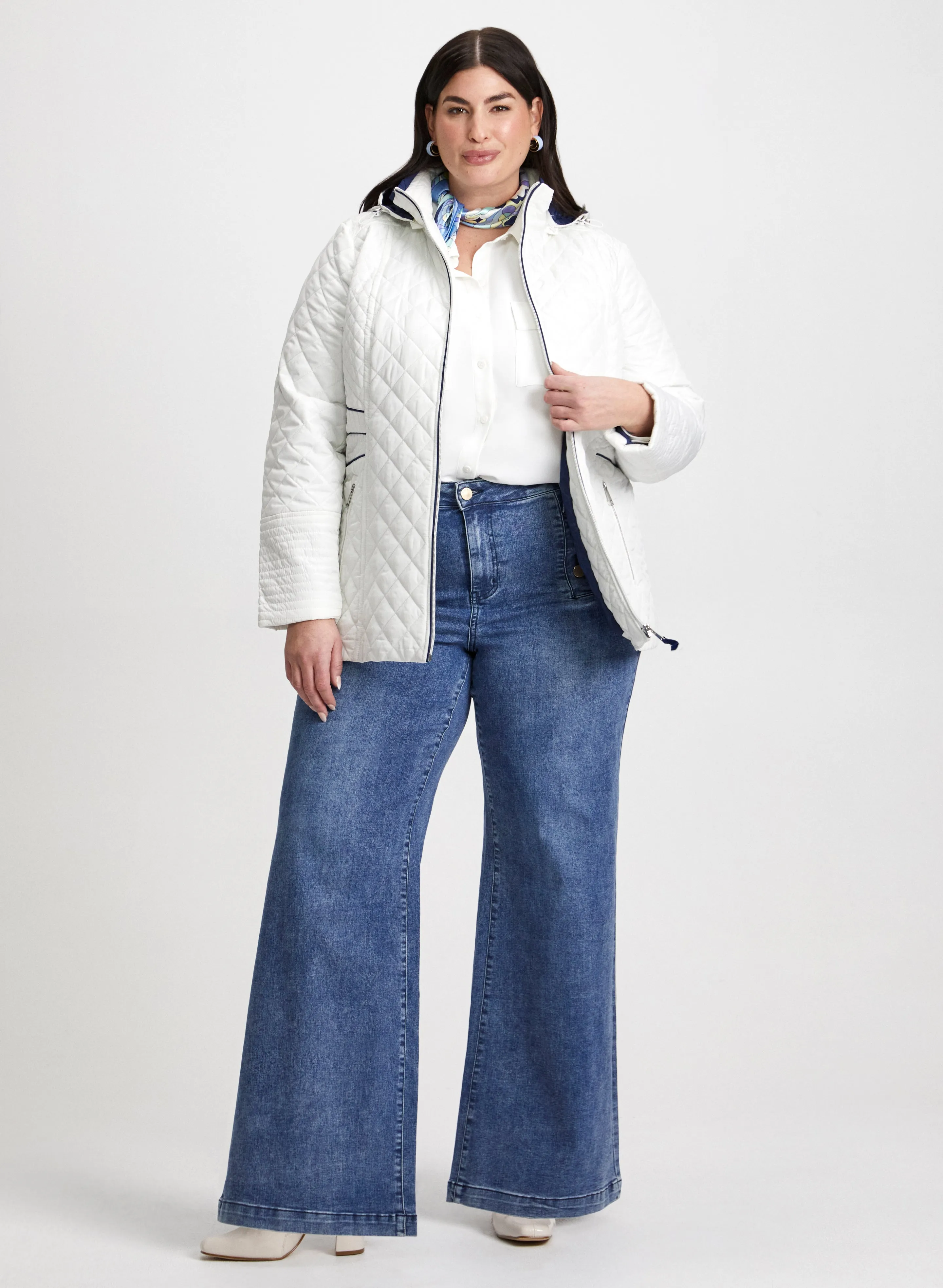 Diamond Quilted Coat & Wide Leg Jeans sold by Laura