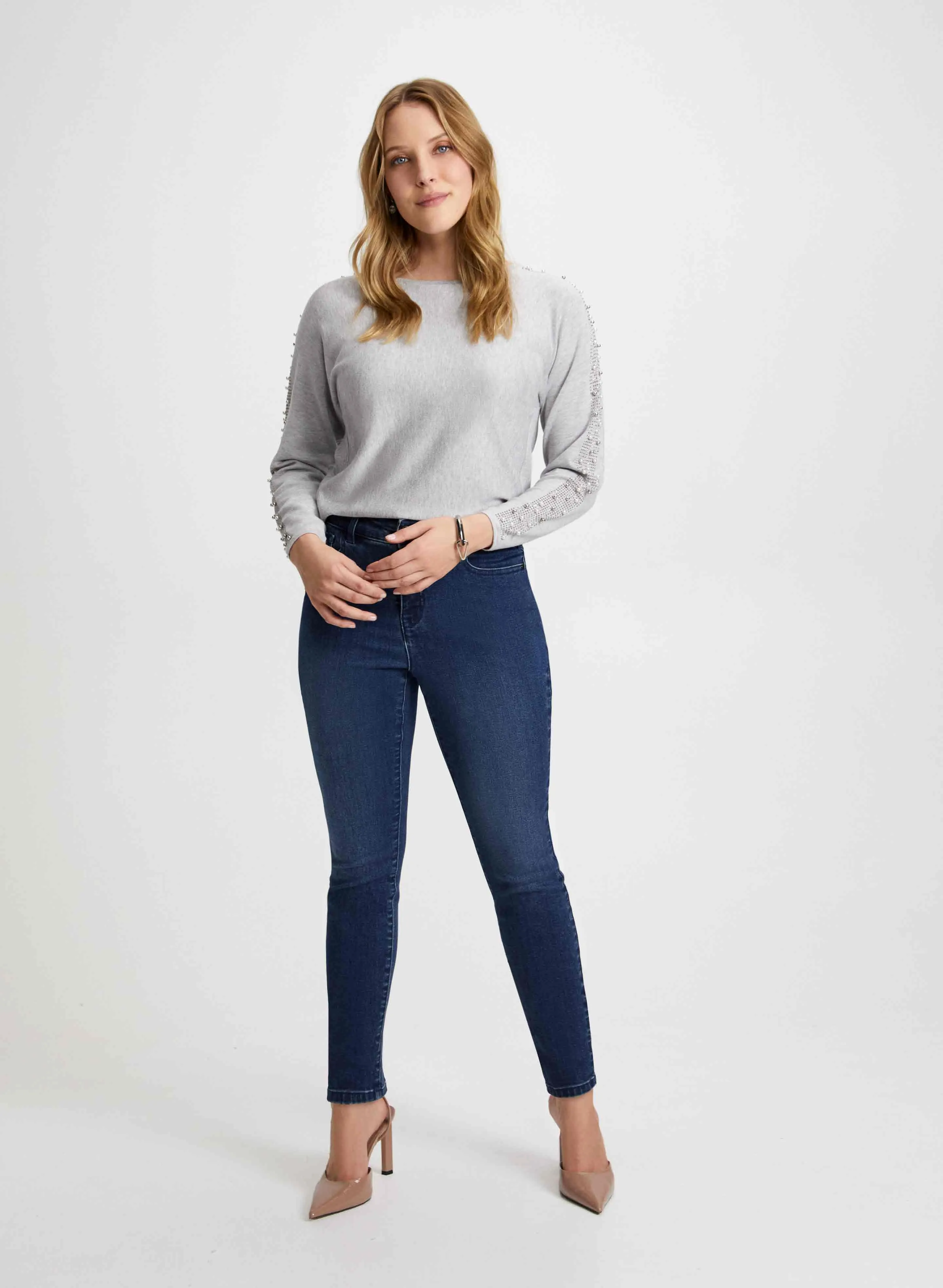 Pearl & Stud Detail Sweater & Jeans sold by Laura