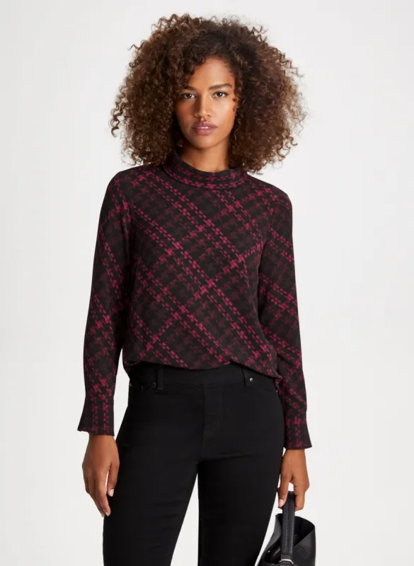 Plaid Print Cowl Neck Blouse sold by Laura