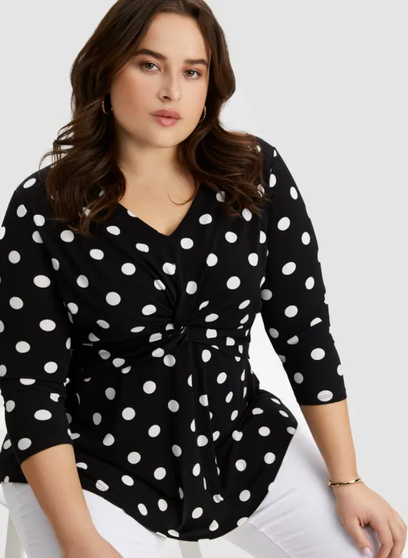 Waistband Detail Polka Dot Top sold by Laura
