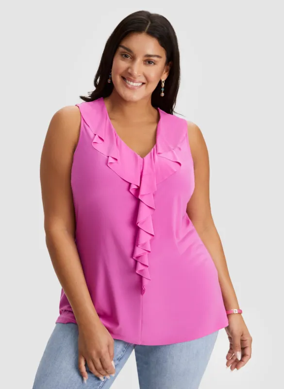 Ruffle Front Sleeveless Top sold by Laura