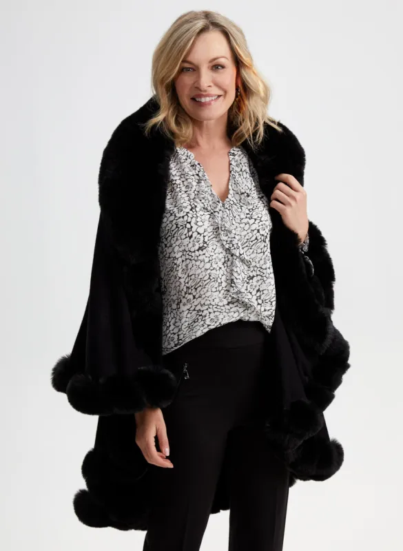 Twist Detail Faux Fur Poncho sold by Laura
