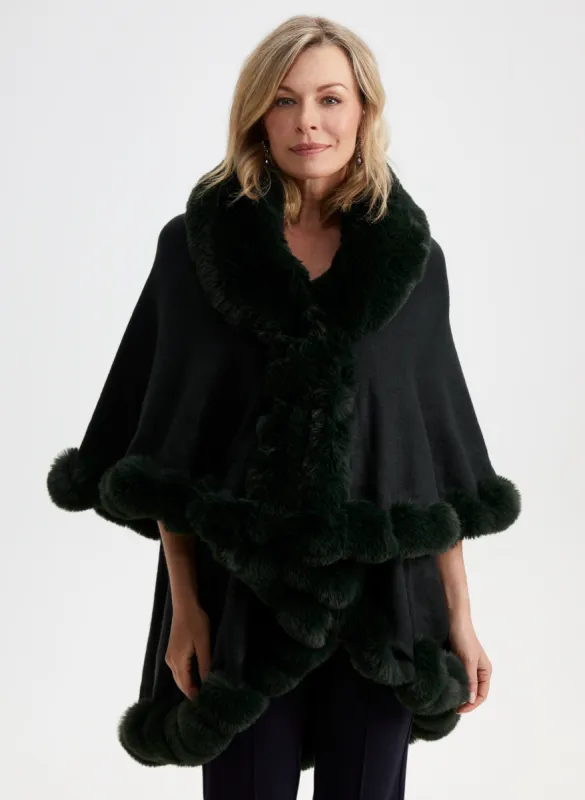 Twist Detail Faux Fur Poncho sold by Laura
