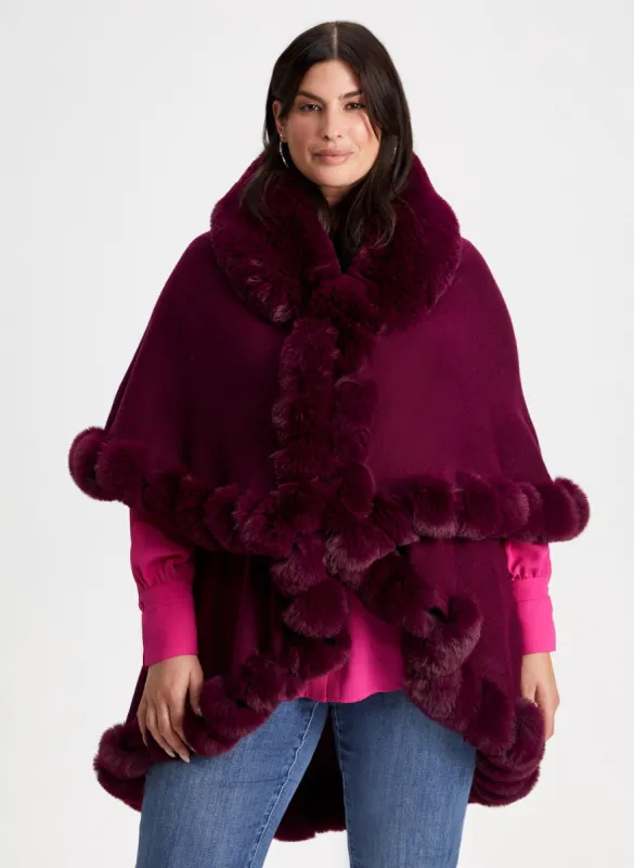 Twist Detail Faux Fur Poncho sold by Laura