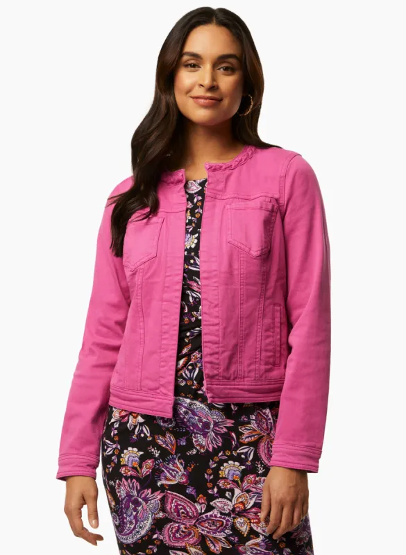 Braided Collar Denim Jacket sold by Laura