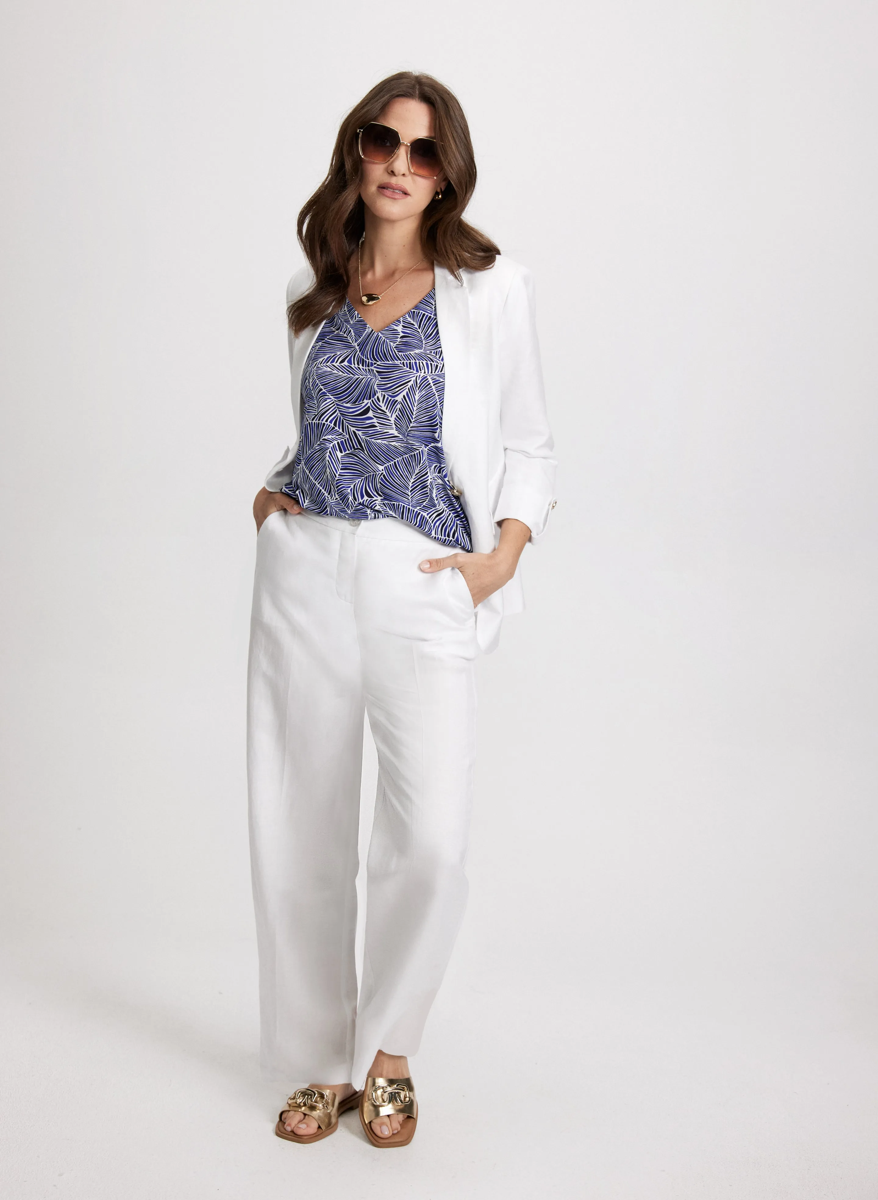 Leaf Print V-Neck Tank Top sold by Laura product image thumbnail 3