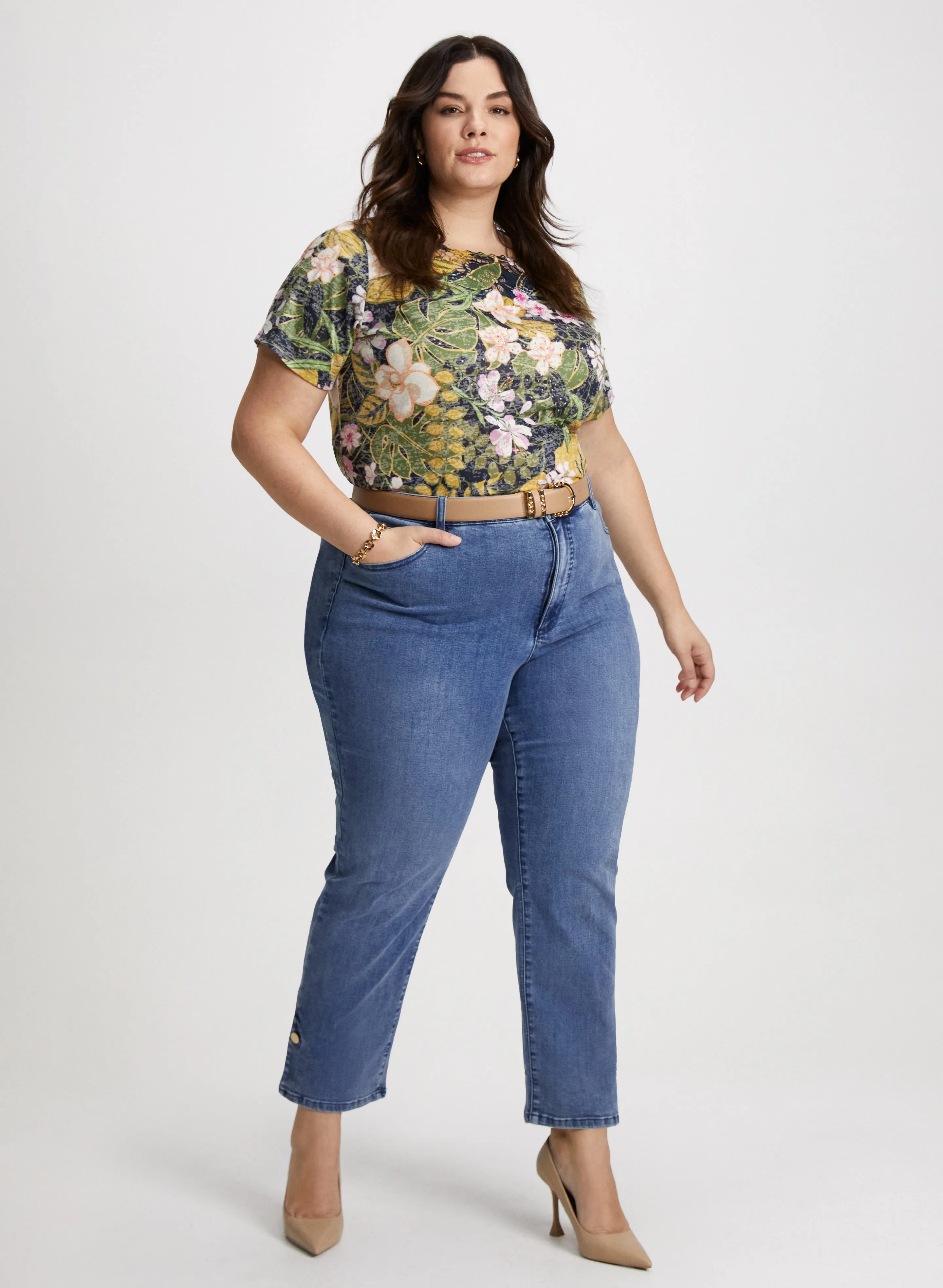 Floral T-Shirt & Straight Leg Jeans sold by Laura