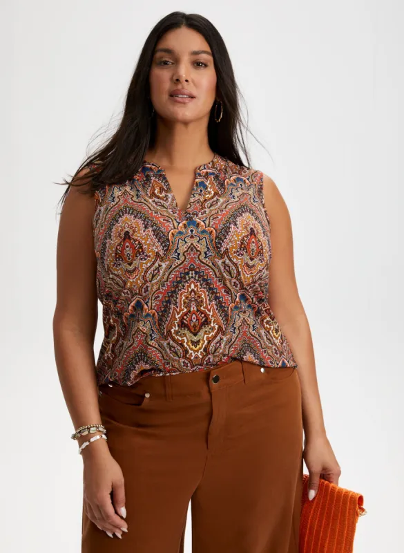 Paisley Print Sleeveless Top sold by Laura