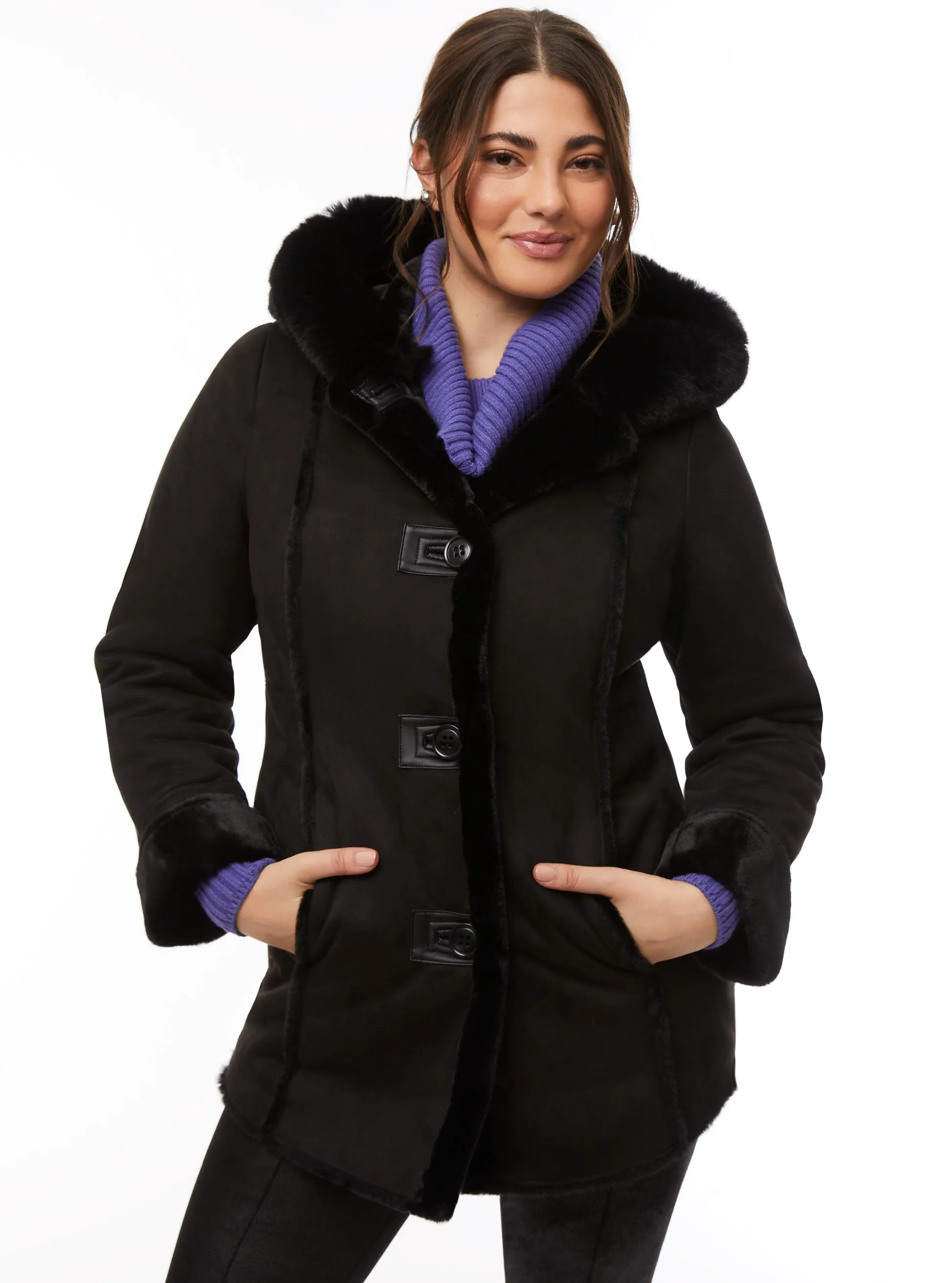 Faux Fur Detail Coat sold by Laura