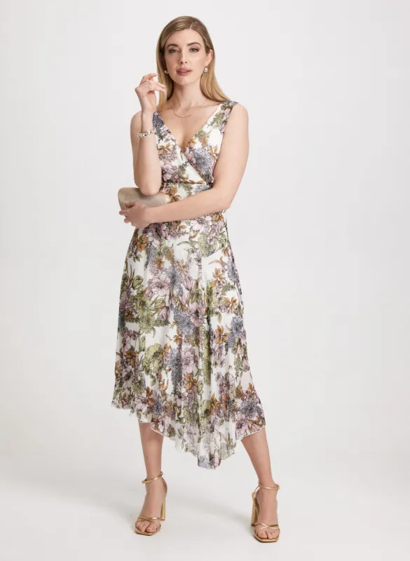Floral Chiffon Cross-Neck Dress sold by Laura