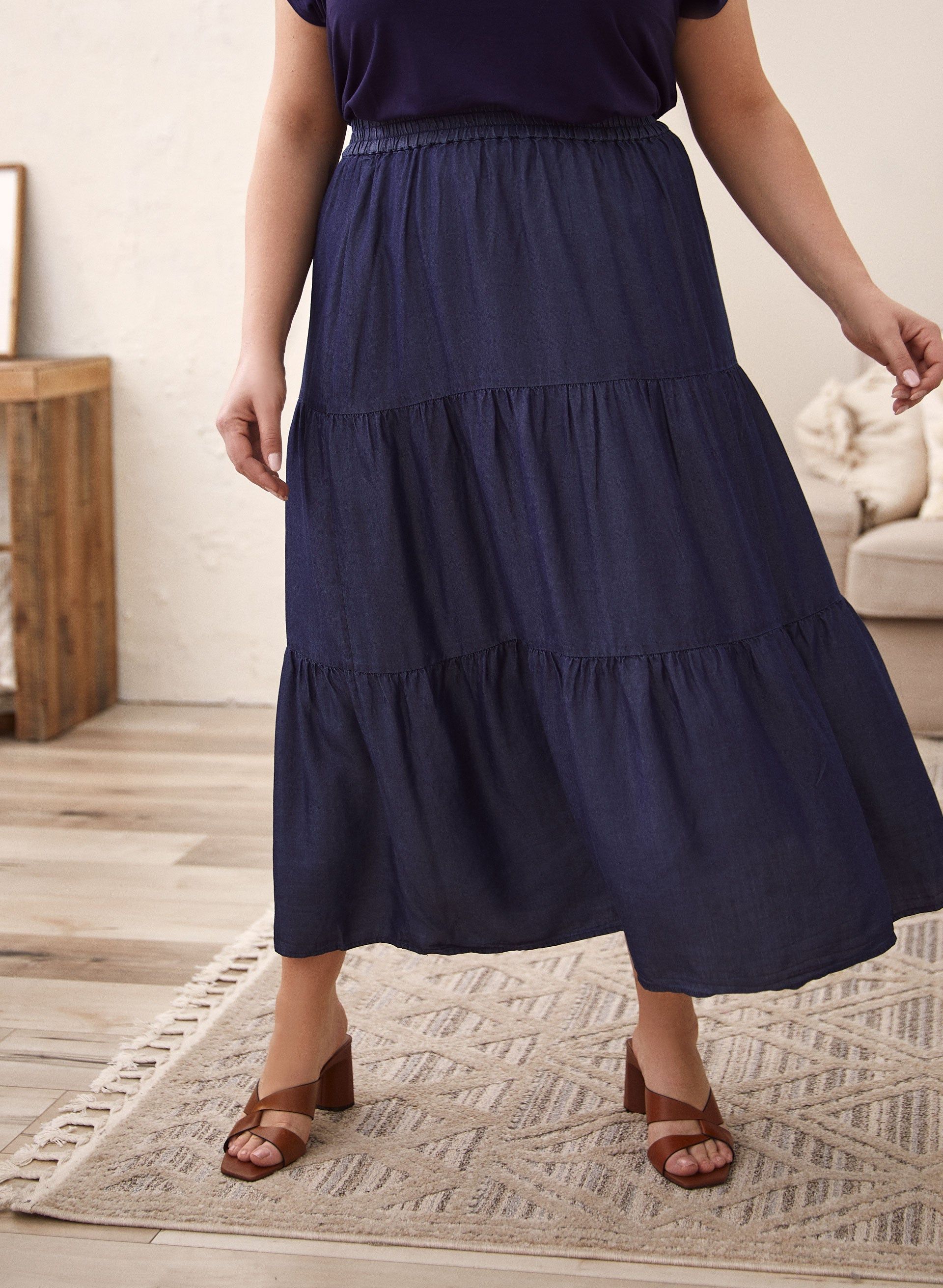 Tiered Tencel Maxi Skirt sold by Laura